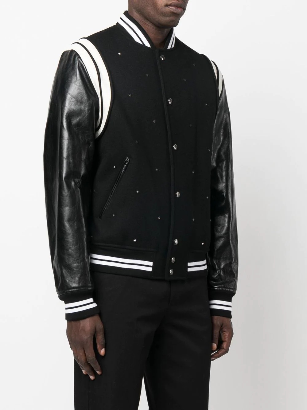 Rockstud panelled bomber jacket - 3