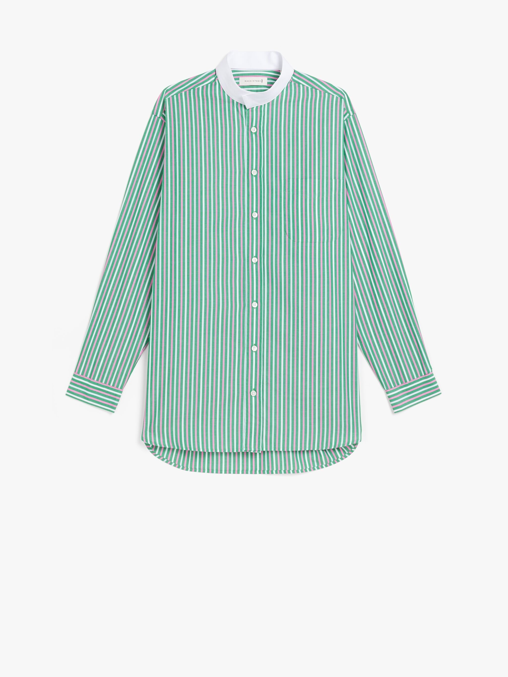 ROMA GREEN & PINK STRIPE BUTTON DOWN SHIRT - 1