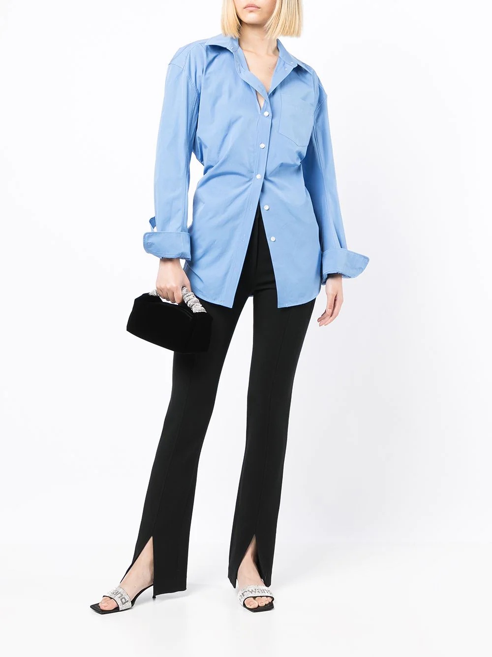 ruched button-up shirt - 2