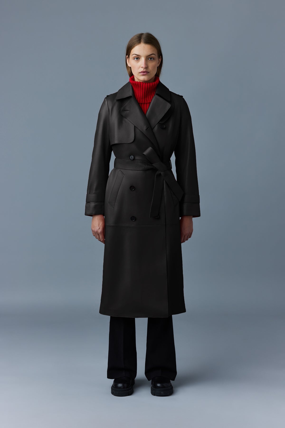 GAEL (R) Leather trench coat with belt - 2