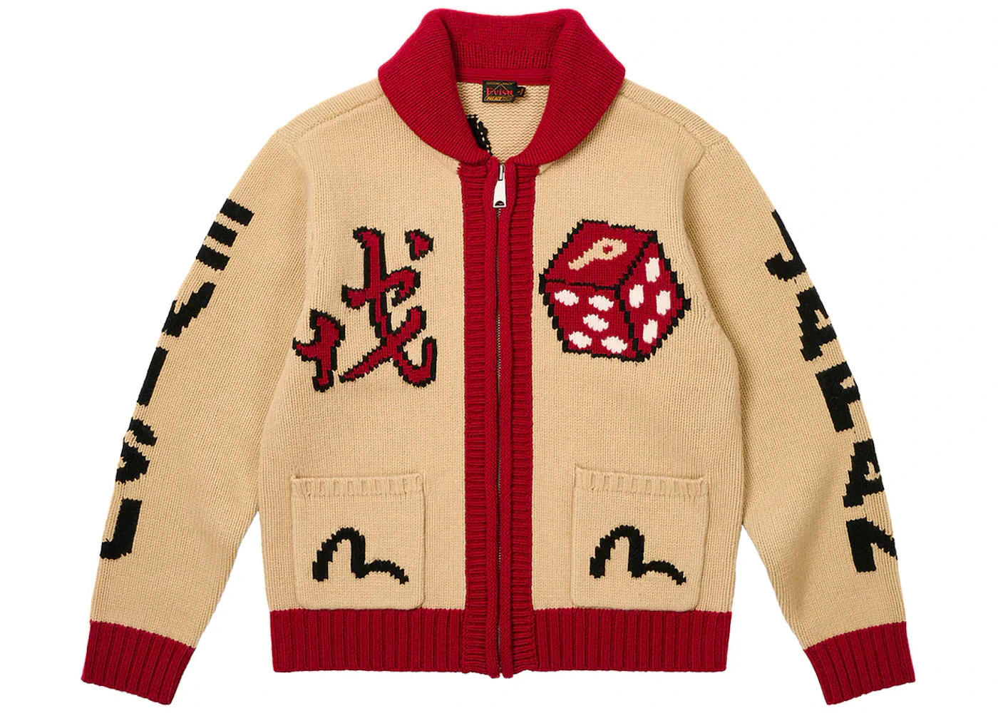 Palace x Evisu Dice Cowichan Knit Cream - 2