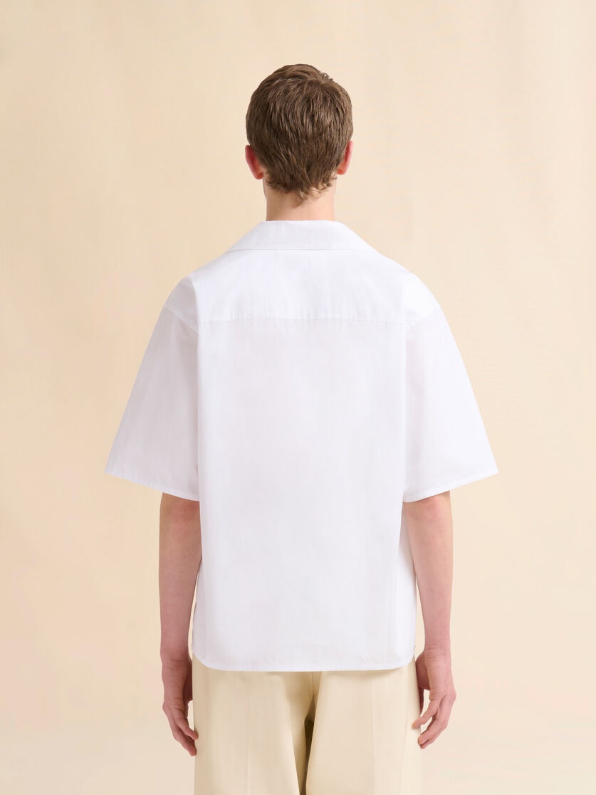 WHITE POPLIN BOWLING SHIRT WITH FAWN PATCH - 3
