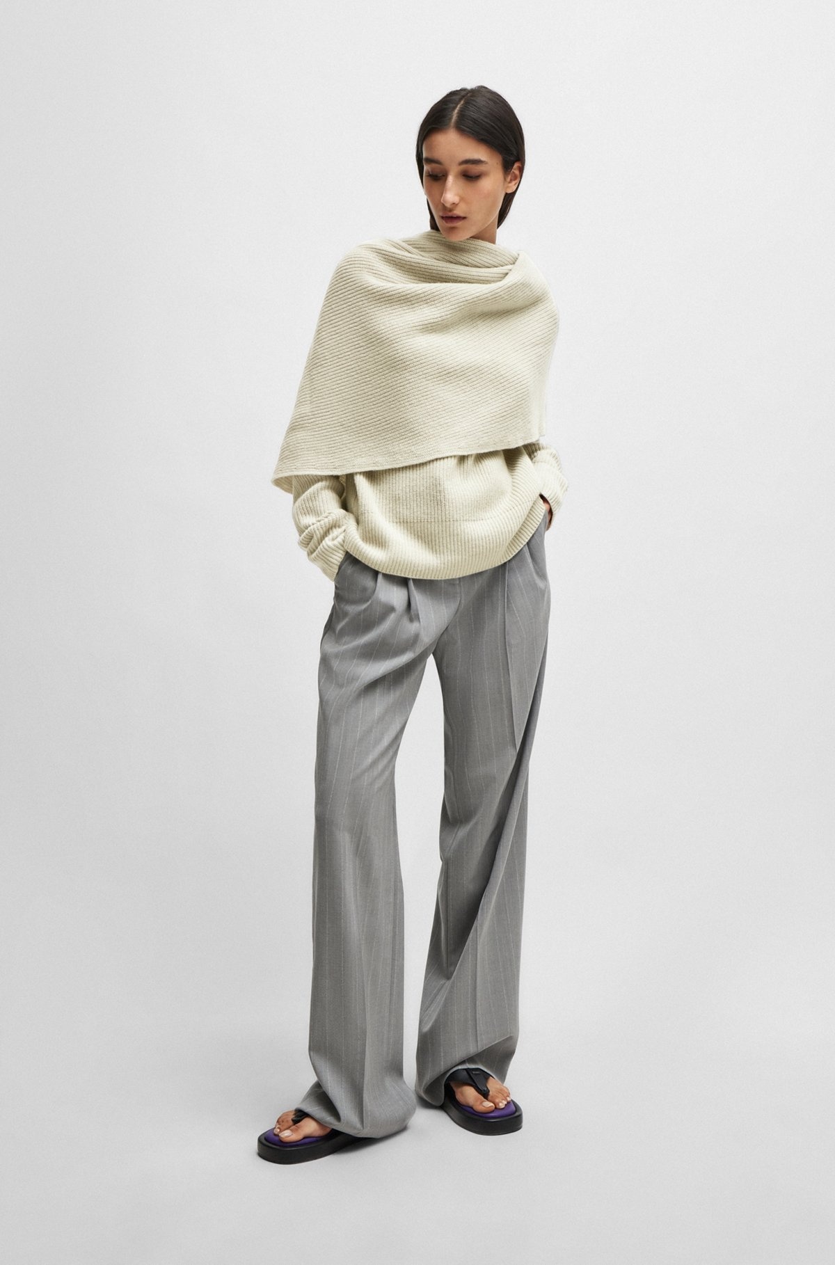 NAOMI X BOSS DRAPE-DETAIL SWEATER IN WOOL AND CASHMERE - 3