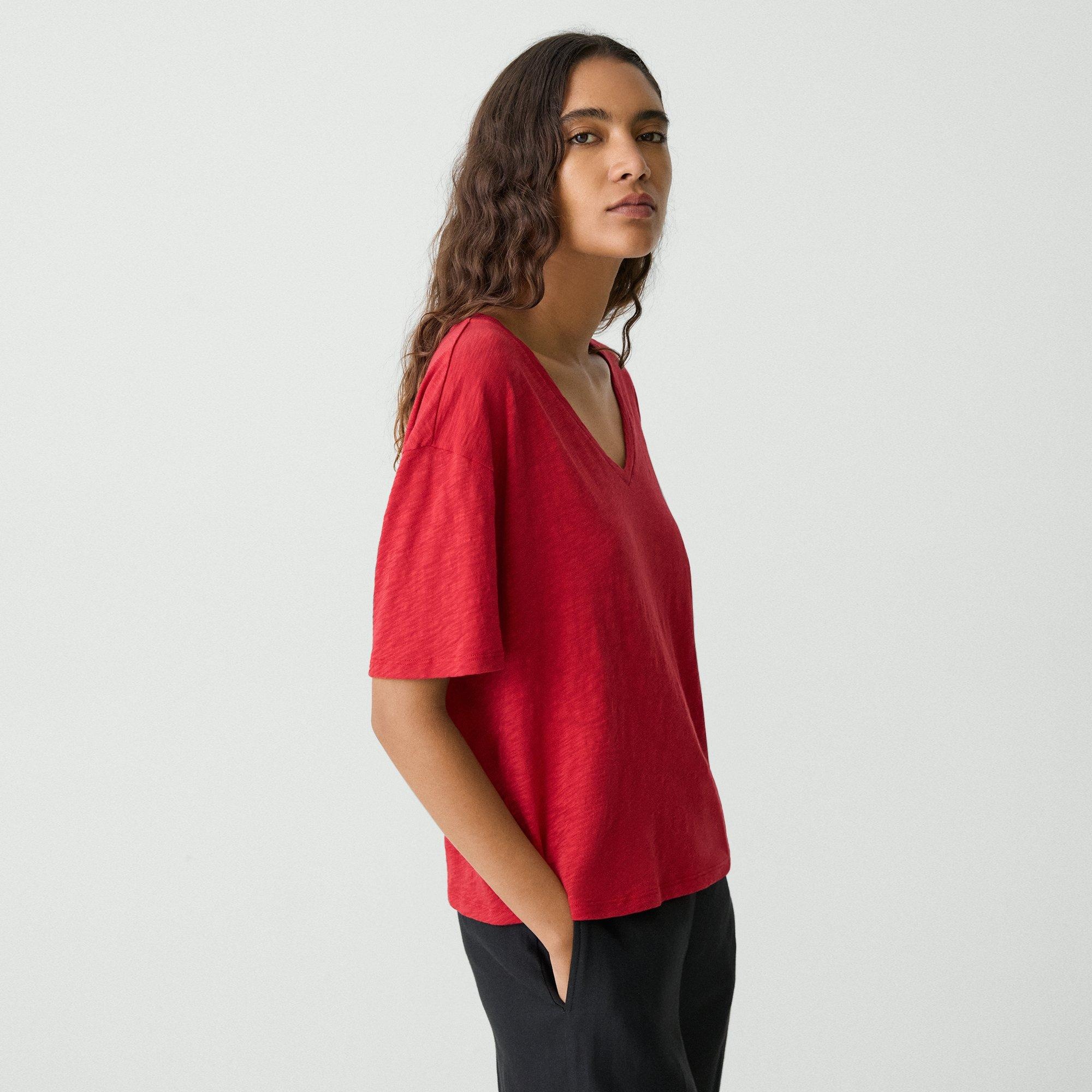 Relaxed V-Neck Tee in Cotton - 3