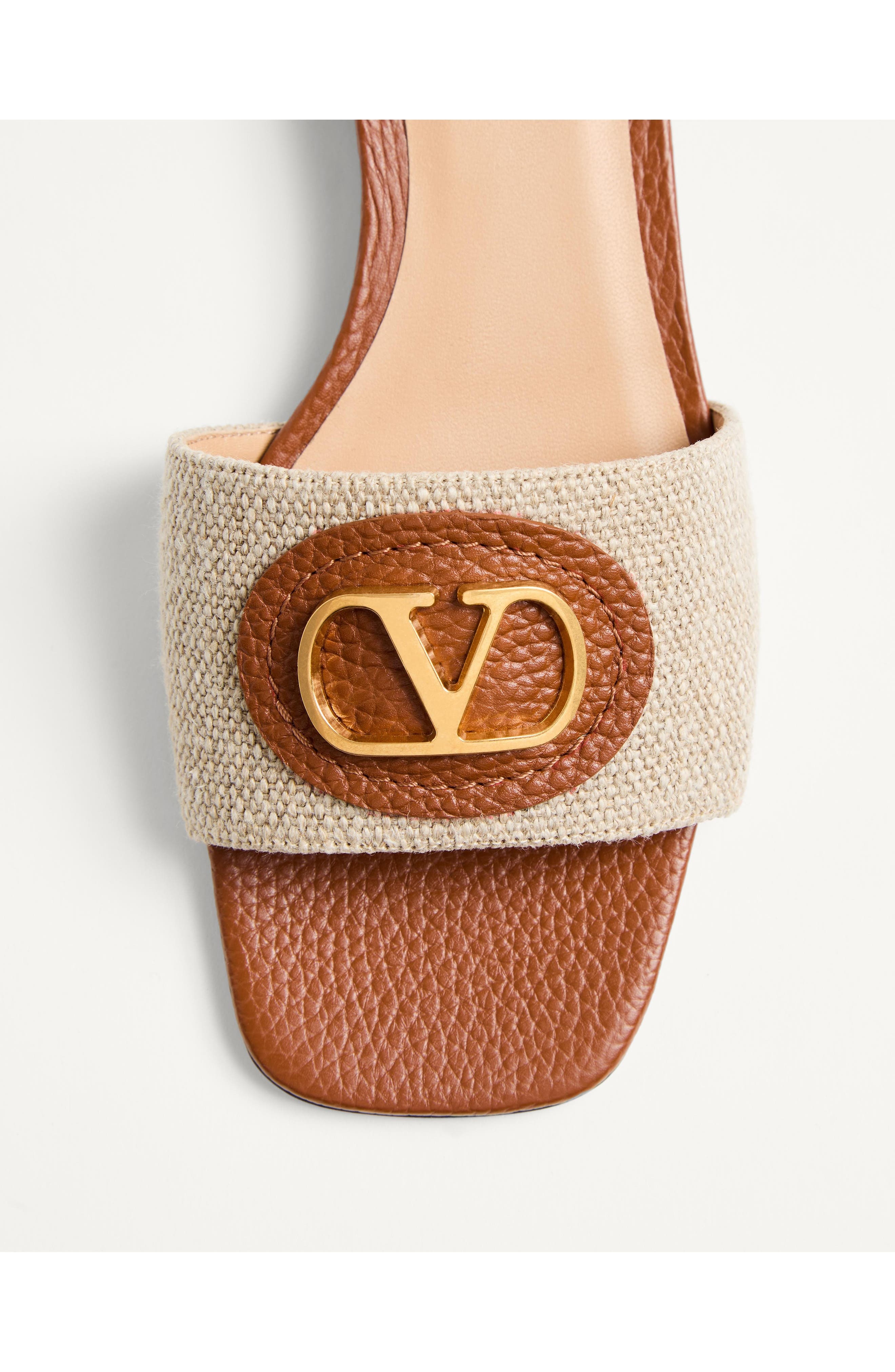 Valentino Garavani VLOGO Signature Slide Sandal in Natural Multi at Nordstrom - 5