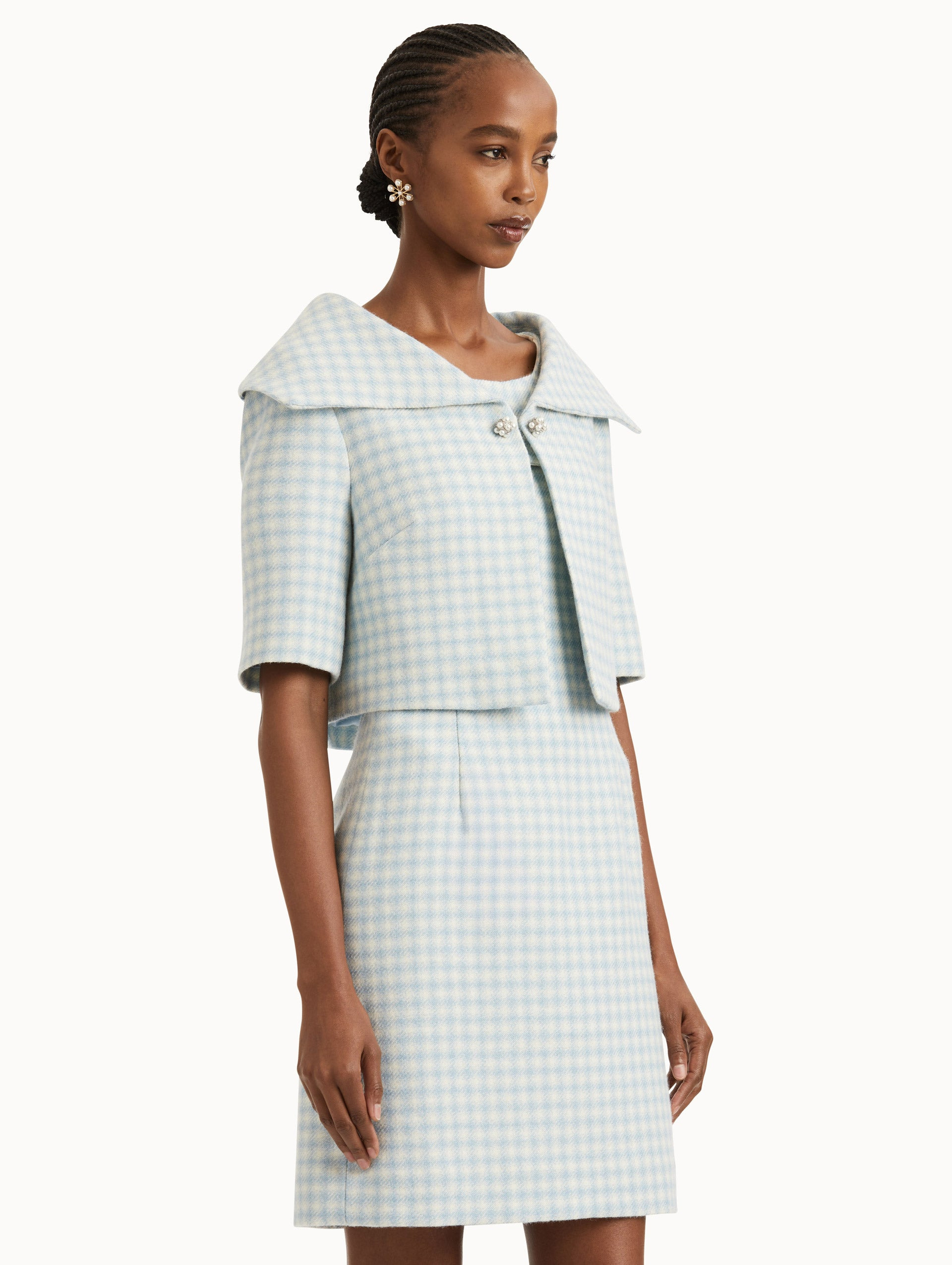 CHECKED TWEED SHORT SLEEVE JACKET - 4
