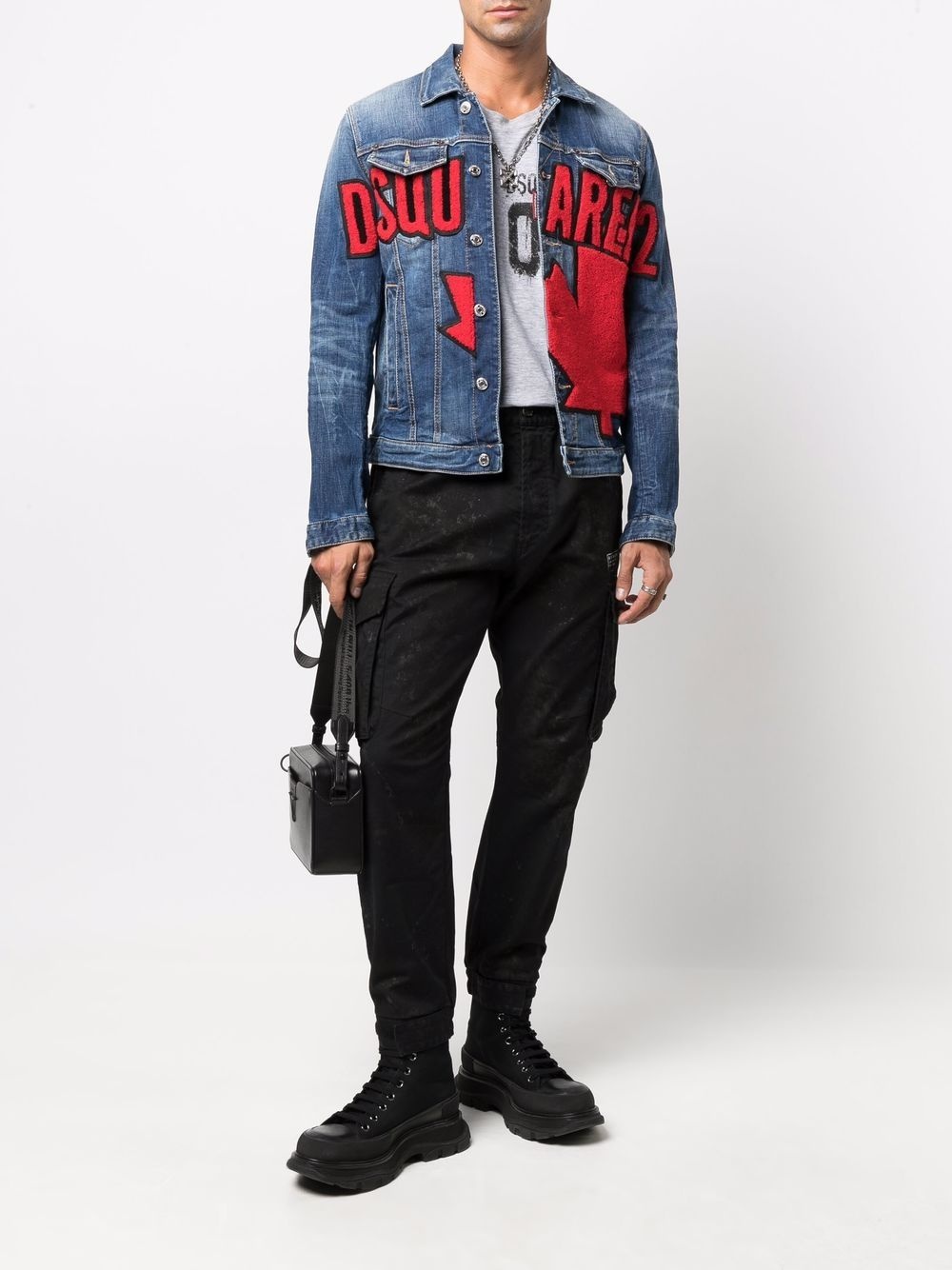 lettering logo denim jacket - 2