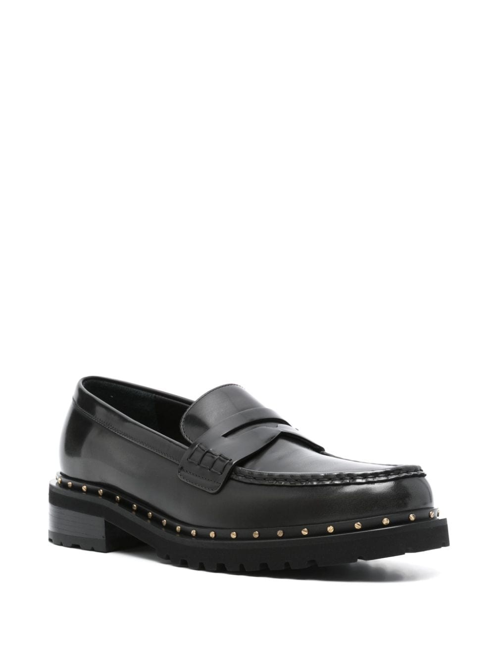 studded leather loafers - 2