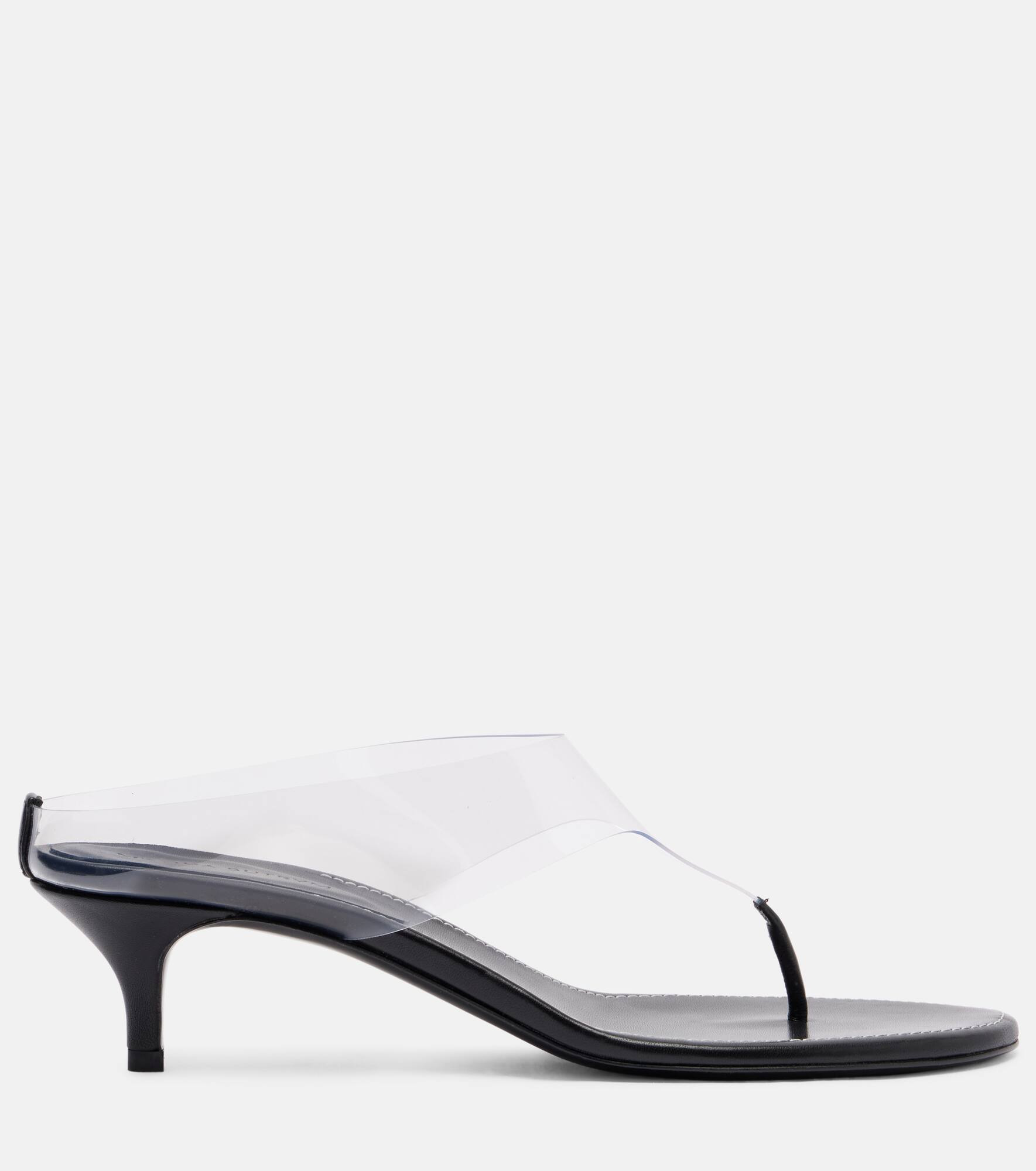 45 leather-trimmed thong sandals - 4