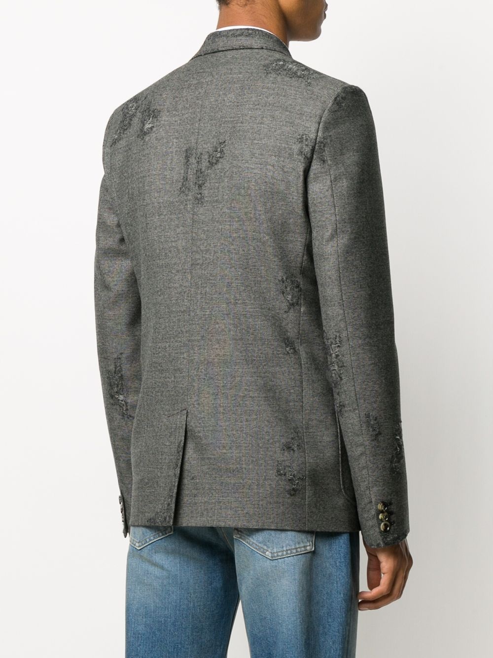 distressed single-breasted blazer - 4