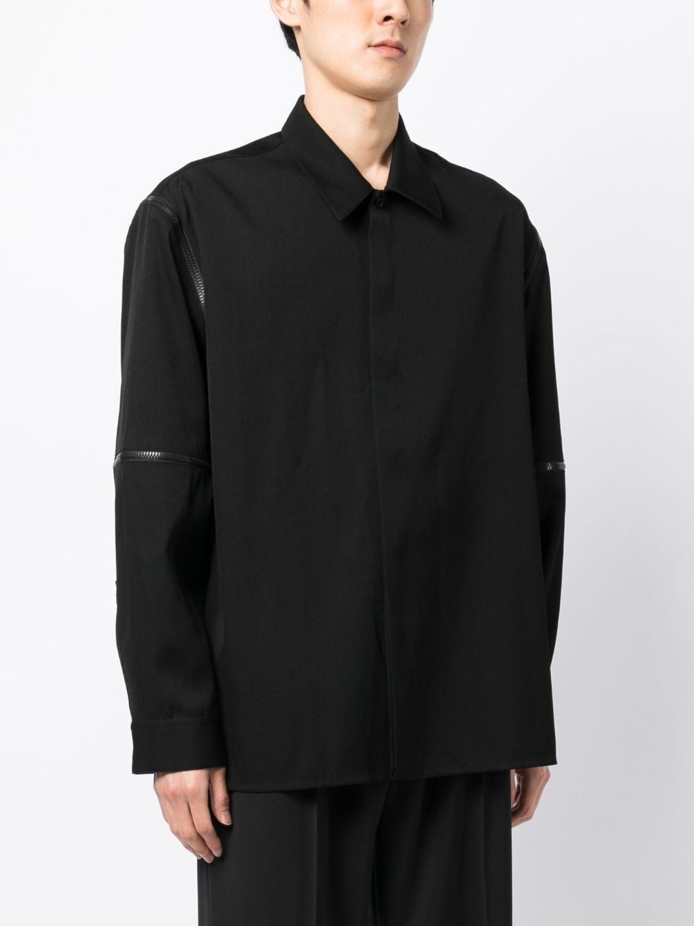 oversized convertible wool shirt - 3