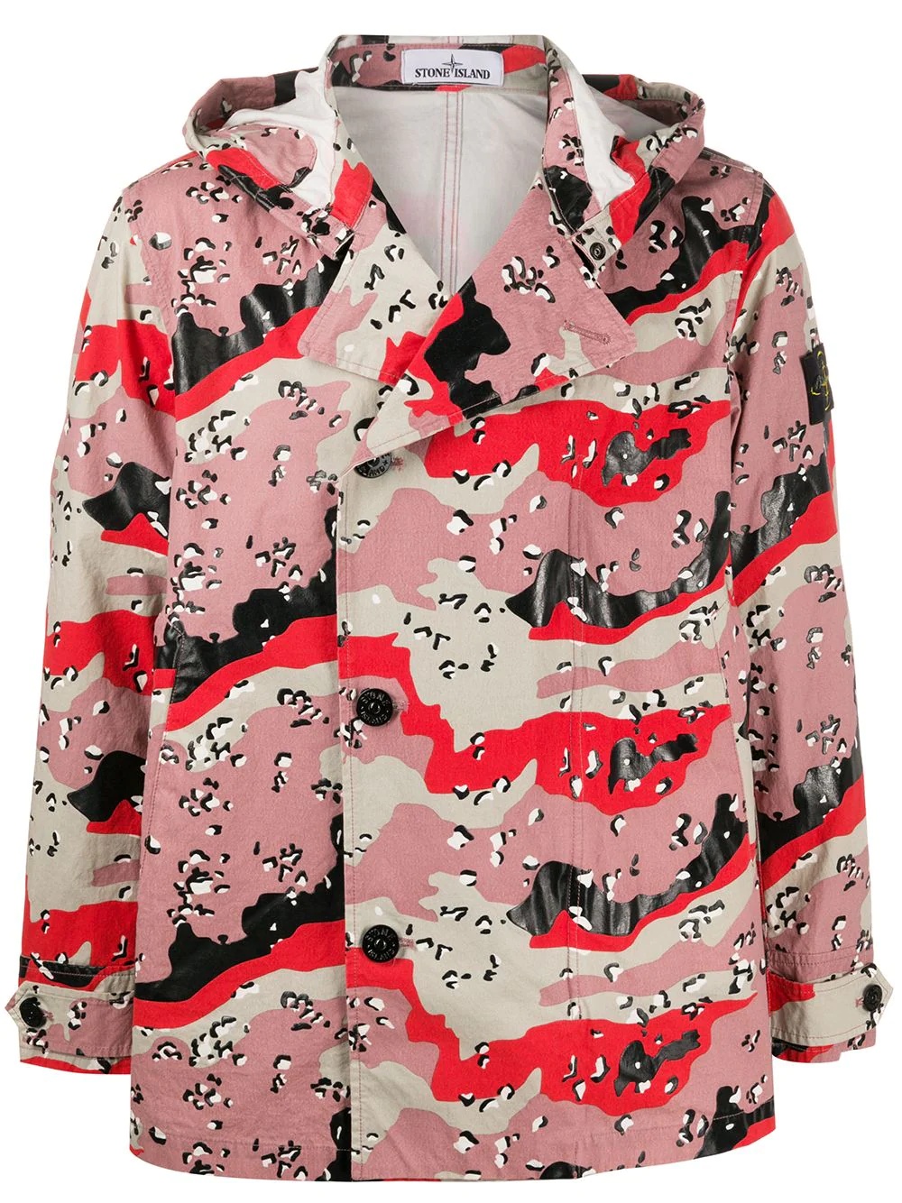 hooded camouflage-print parka - 1