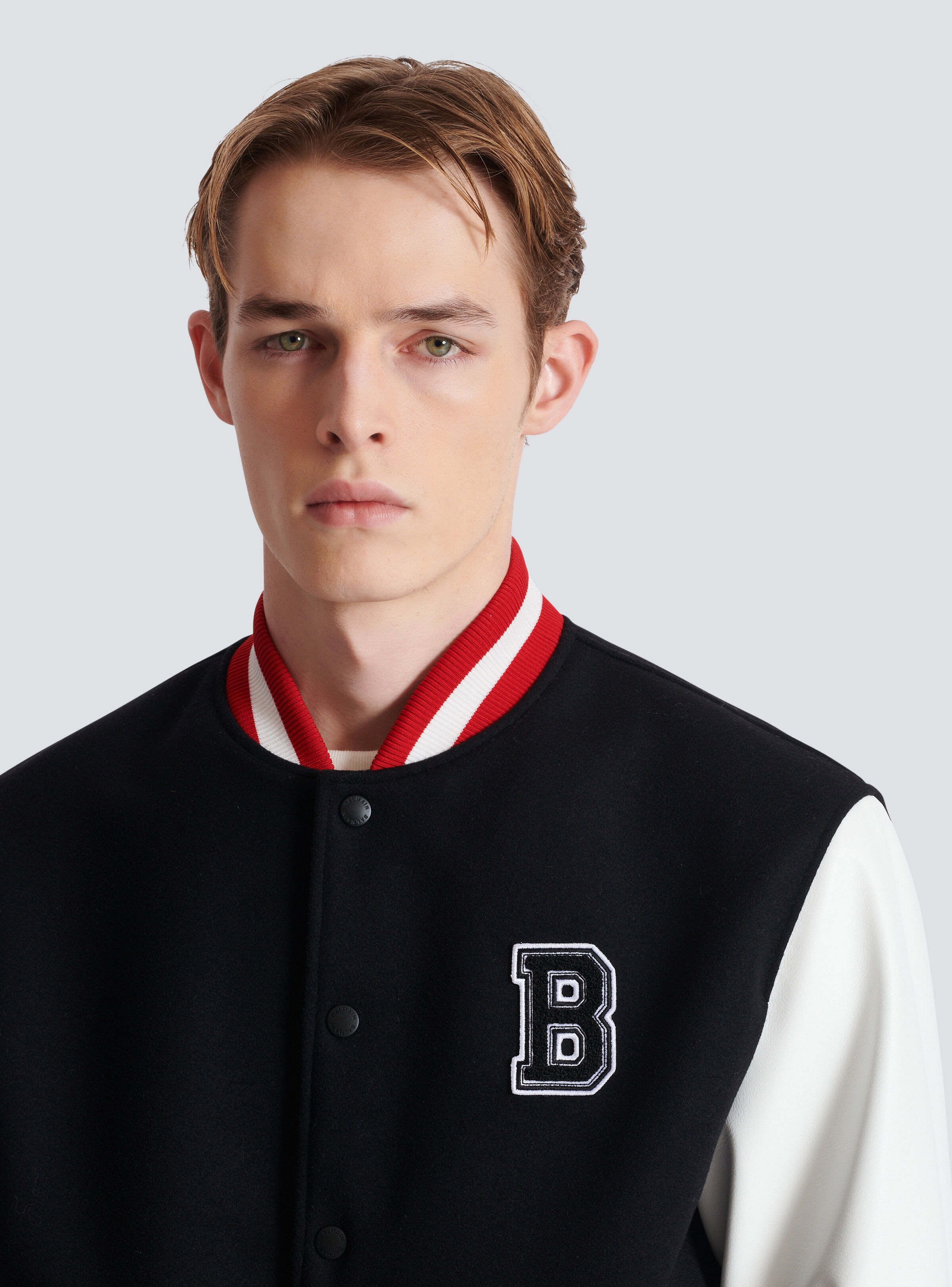Varsity wool and faux leather jacket - 8