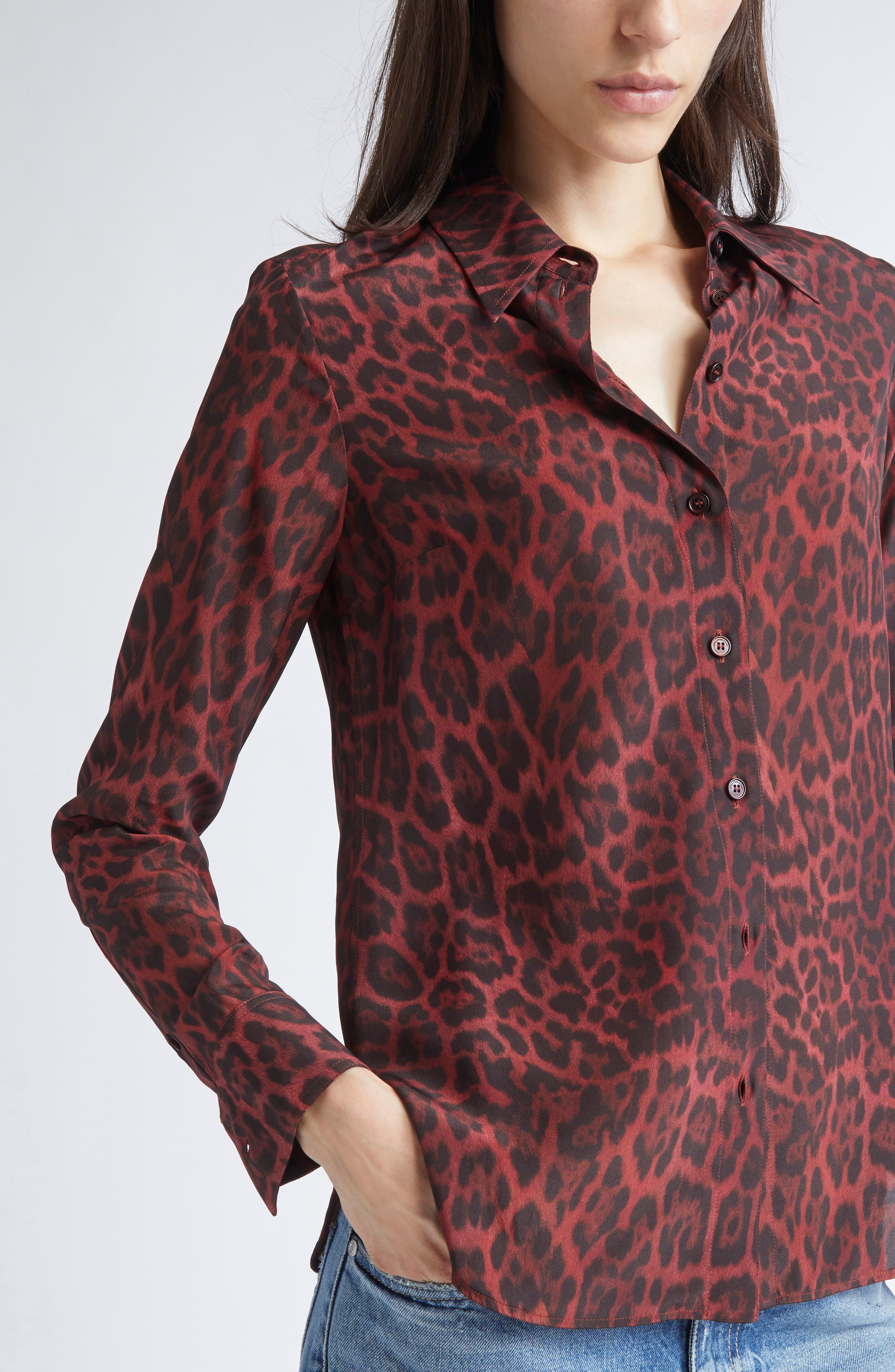 Stella McCartney Iconic Leopard Print Button-Up Shirt in 6062 - 5