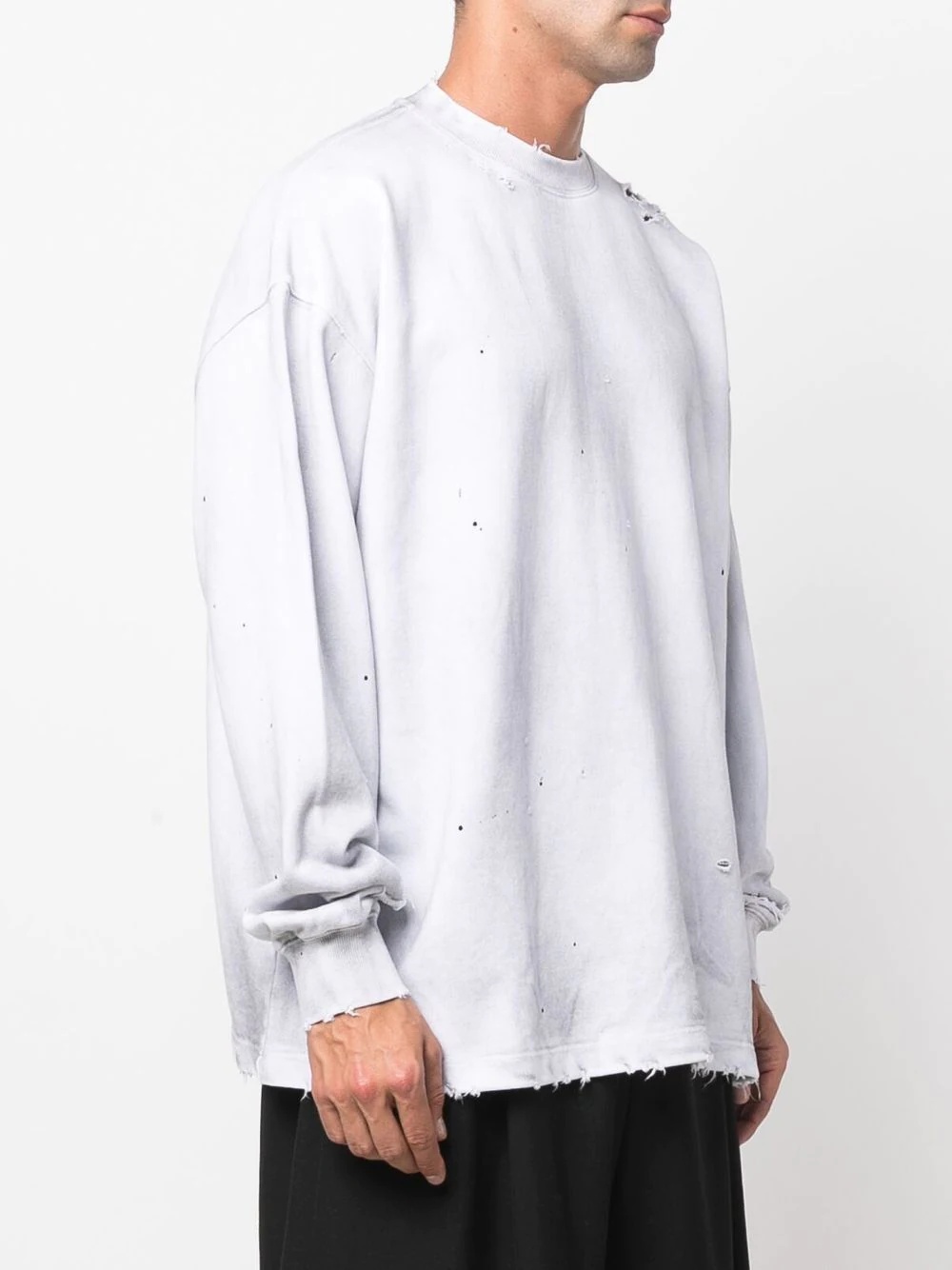 ripped crew-neck sweatshirt - 4