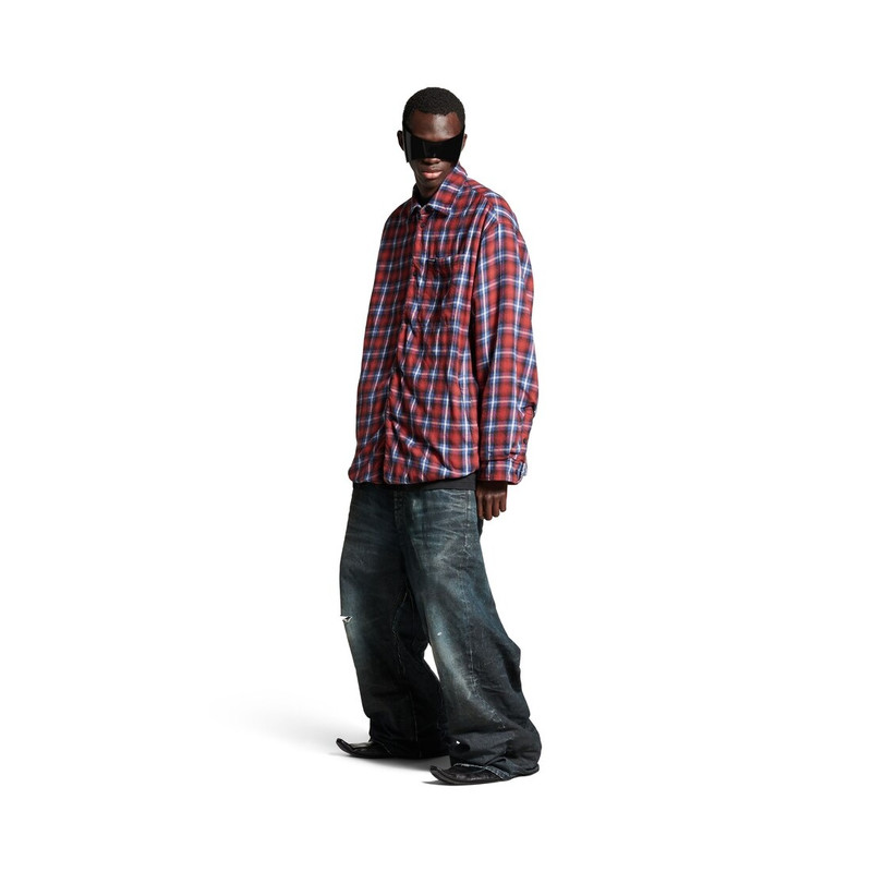 BALENCIAGA Men's Lined Shirt in Red/blue outlook