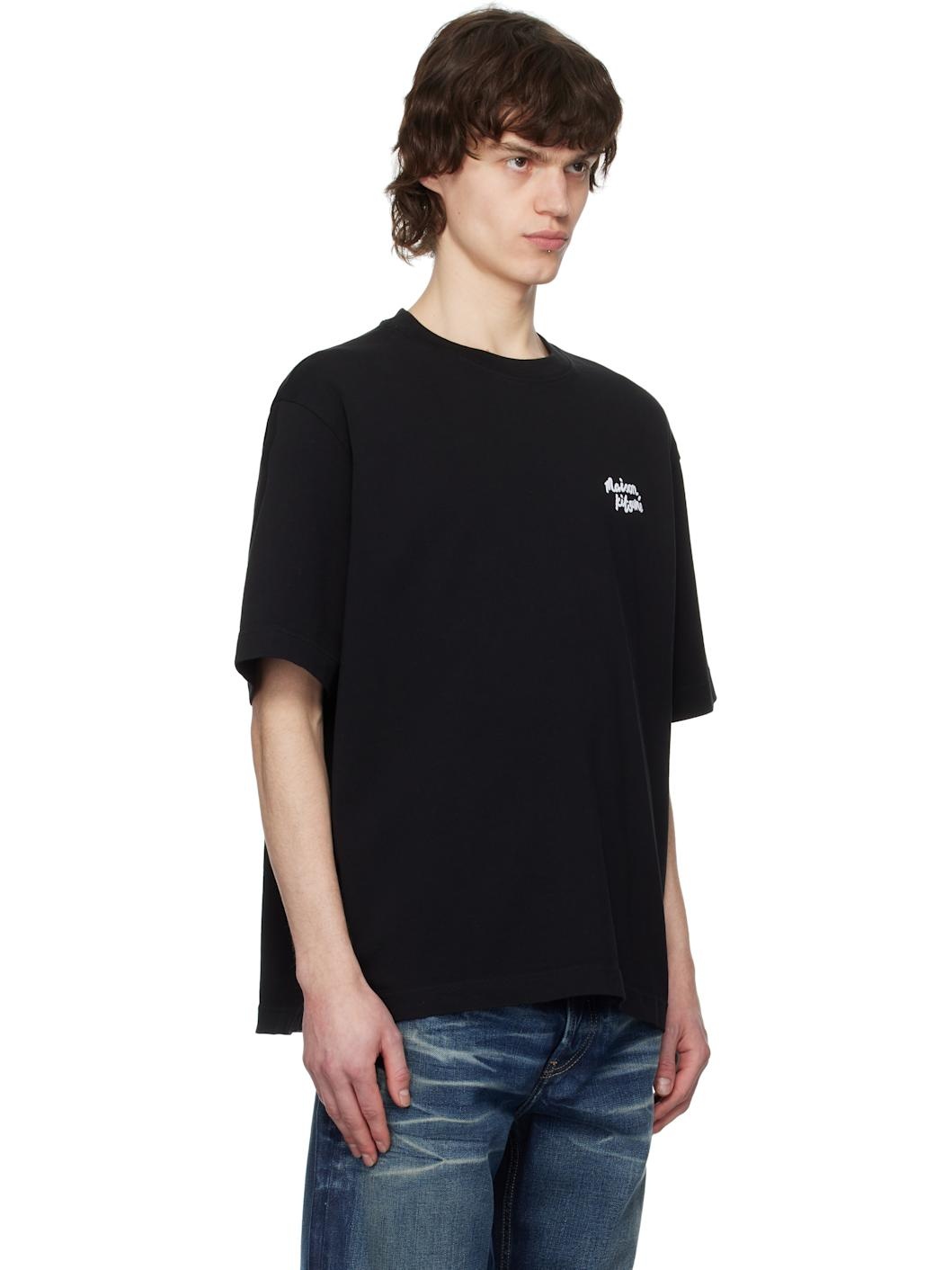 Black Handwriting Embroidery Oversize T-shirt - 2