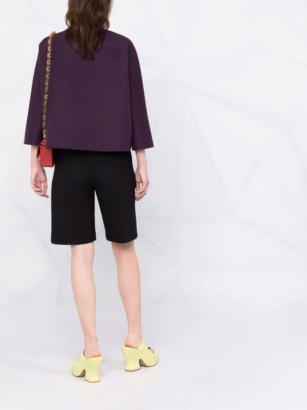 V-neck cropped-sleeve knitted top - 6
