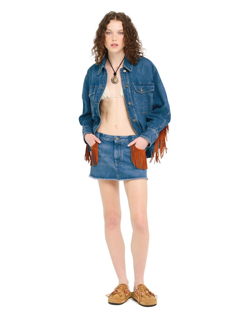 Alanui Golden Dusk Denim Mini Skirt outlook
