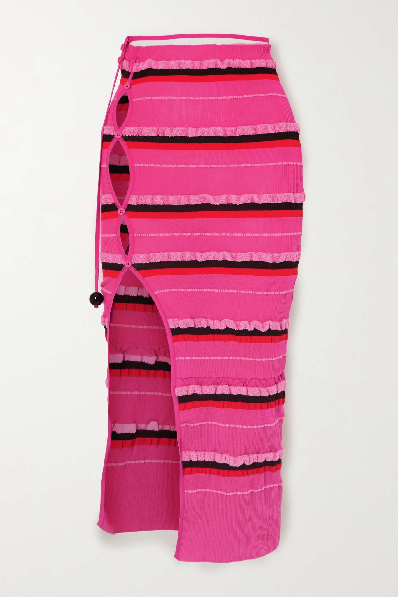 Concha cutout striped seersucker midi skirt - 1