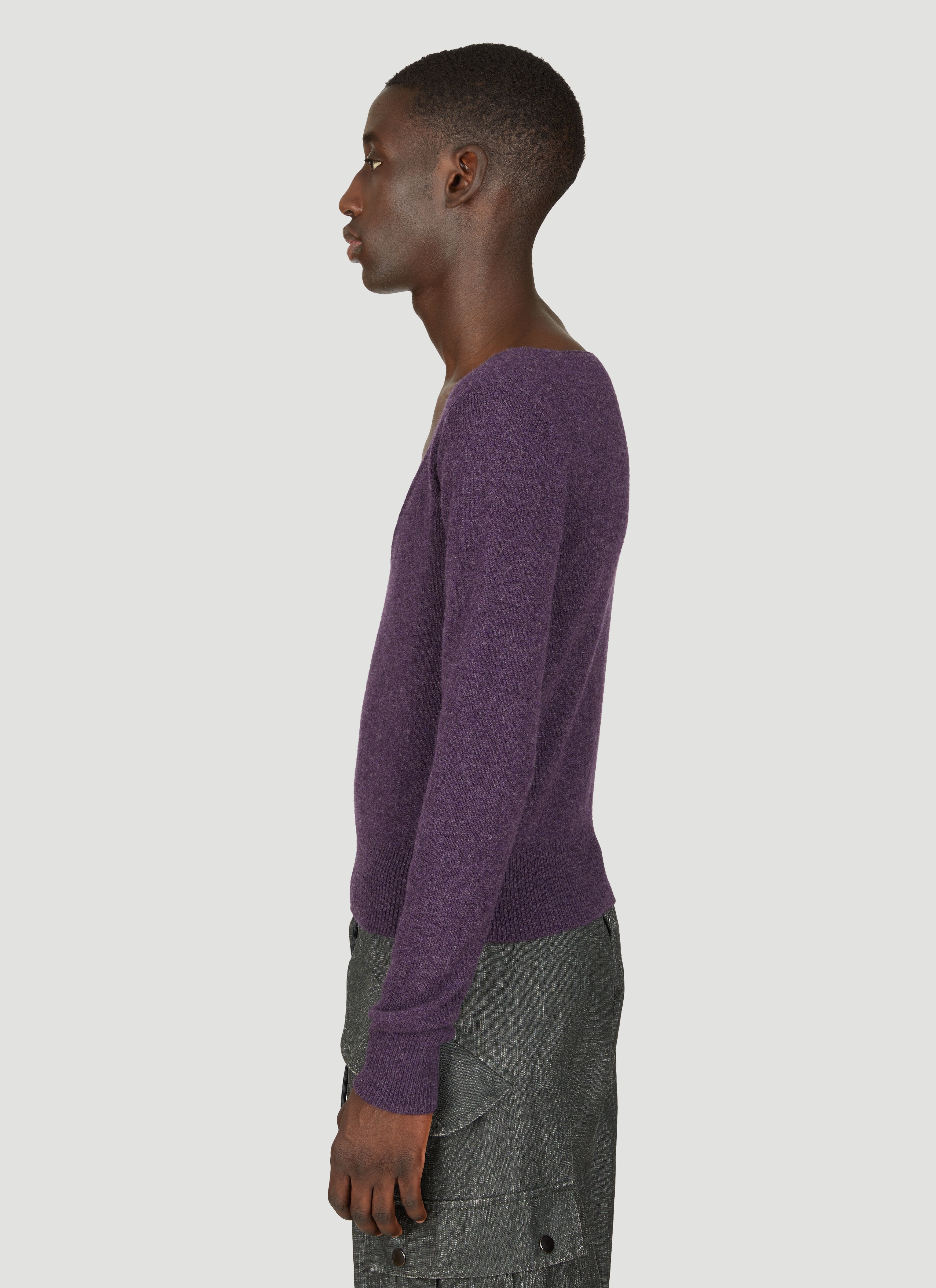 Wool V Neck Sweater - 3