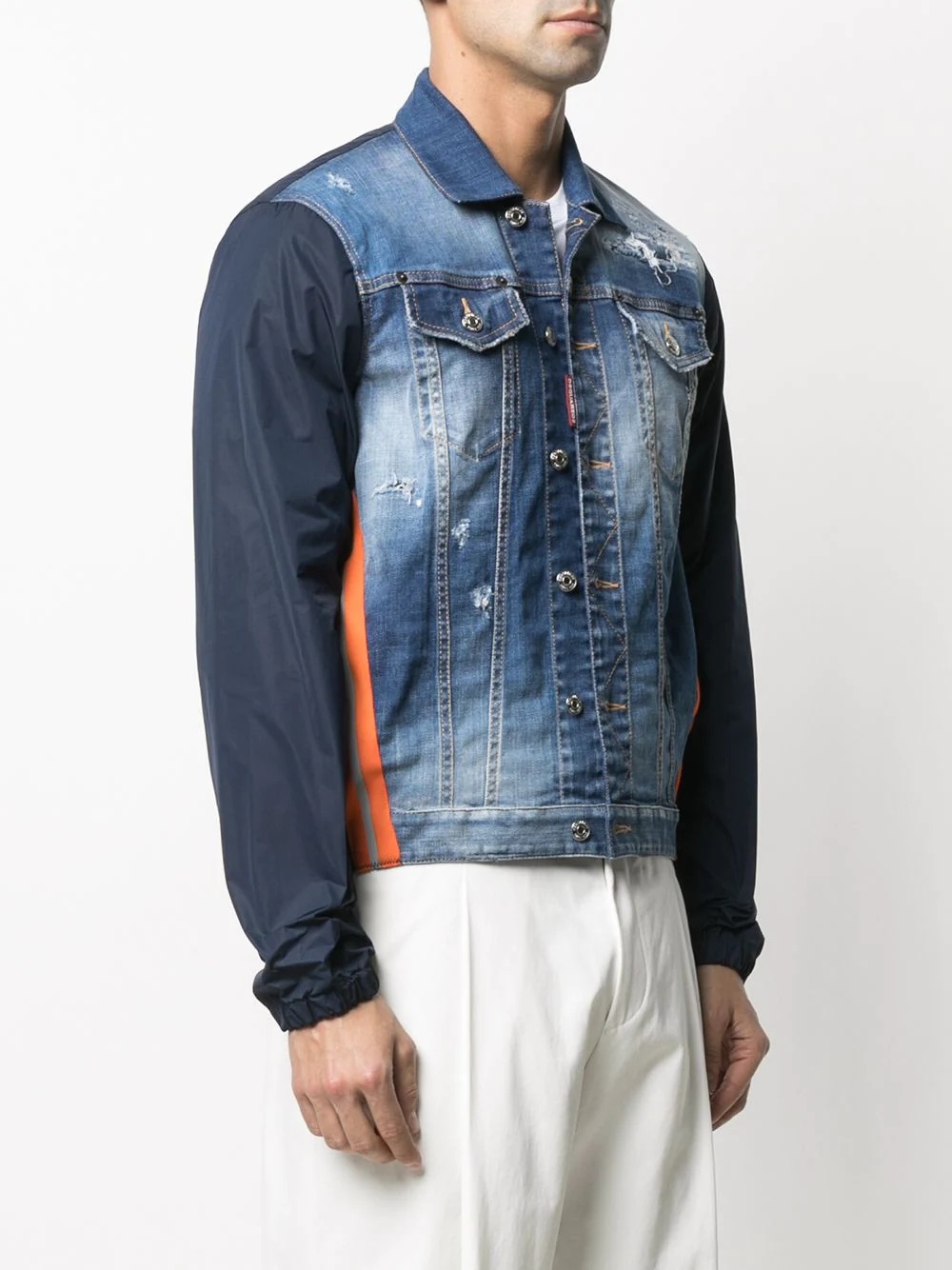 contrast-sleeve denim jacket - 3