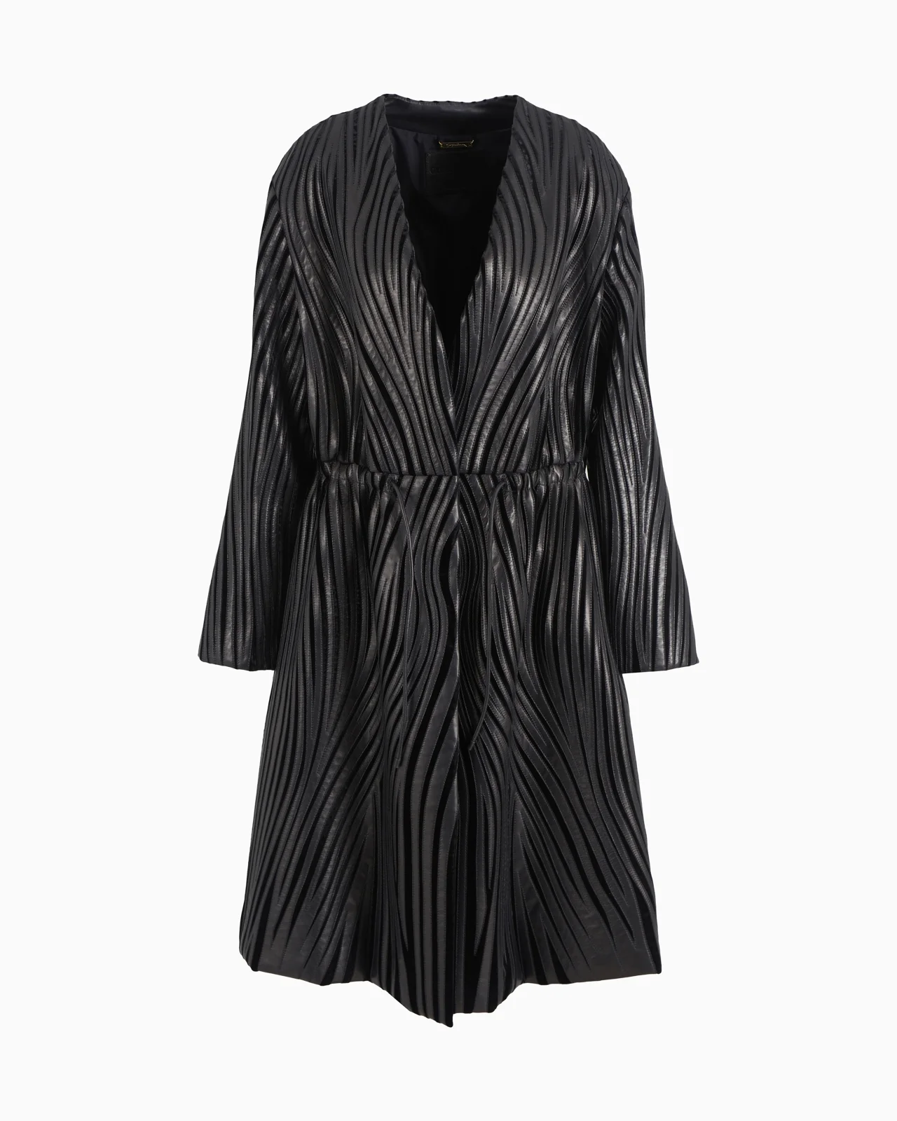 EMBROIDERED NAPPA LEATHER AND VELVET COAT - 1