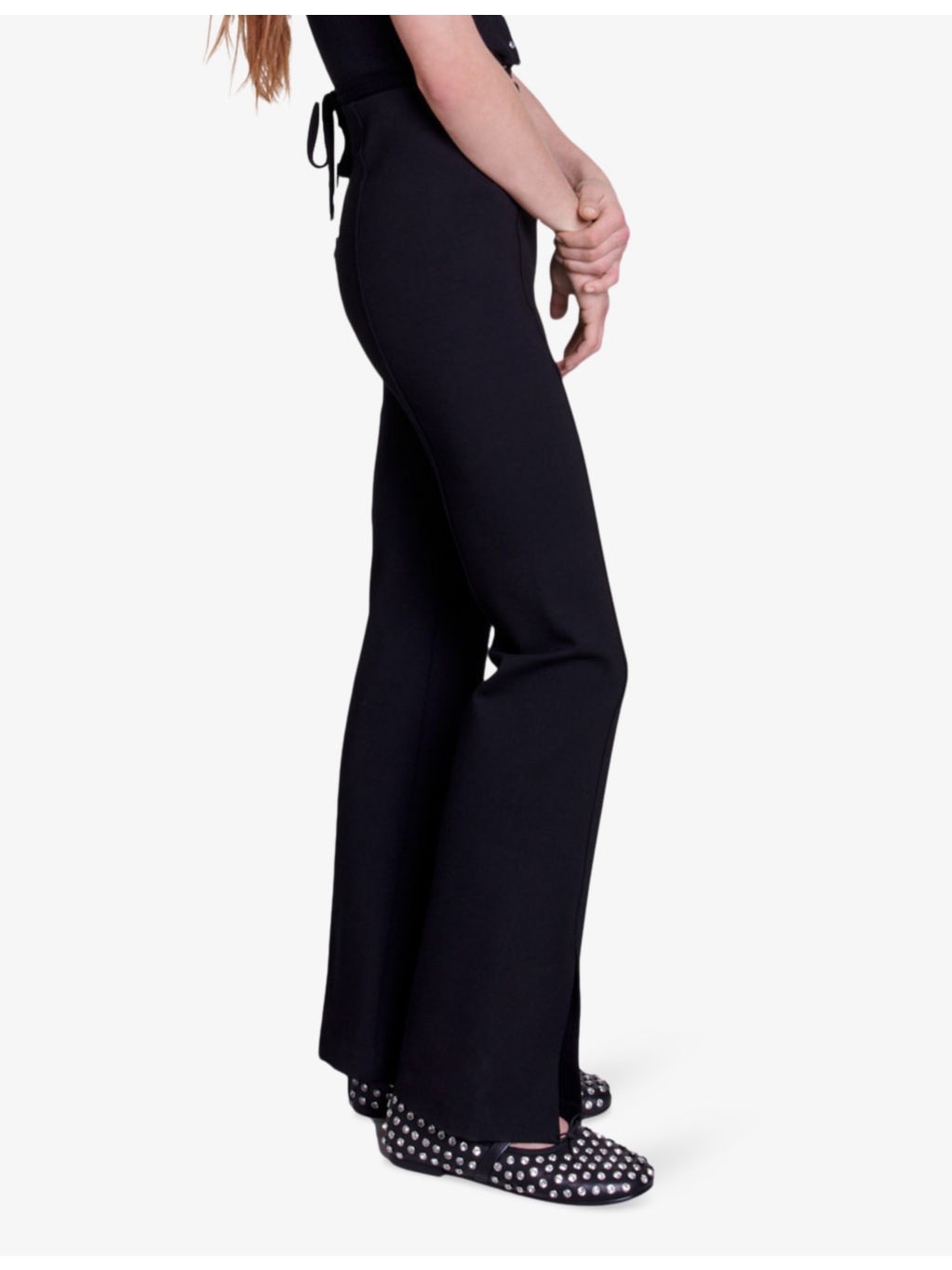 Split-cuff flare-leg high-rise stretch-woven trousers - 3