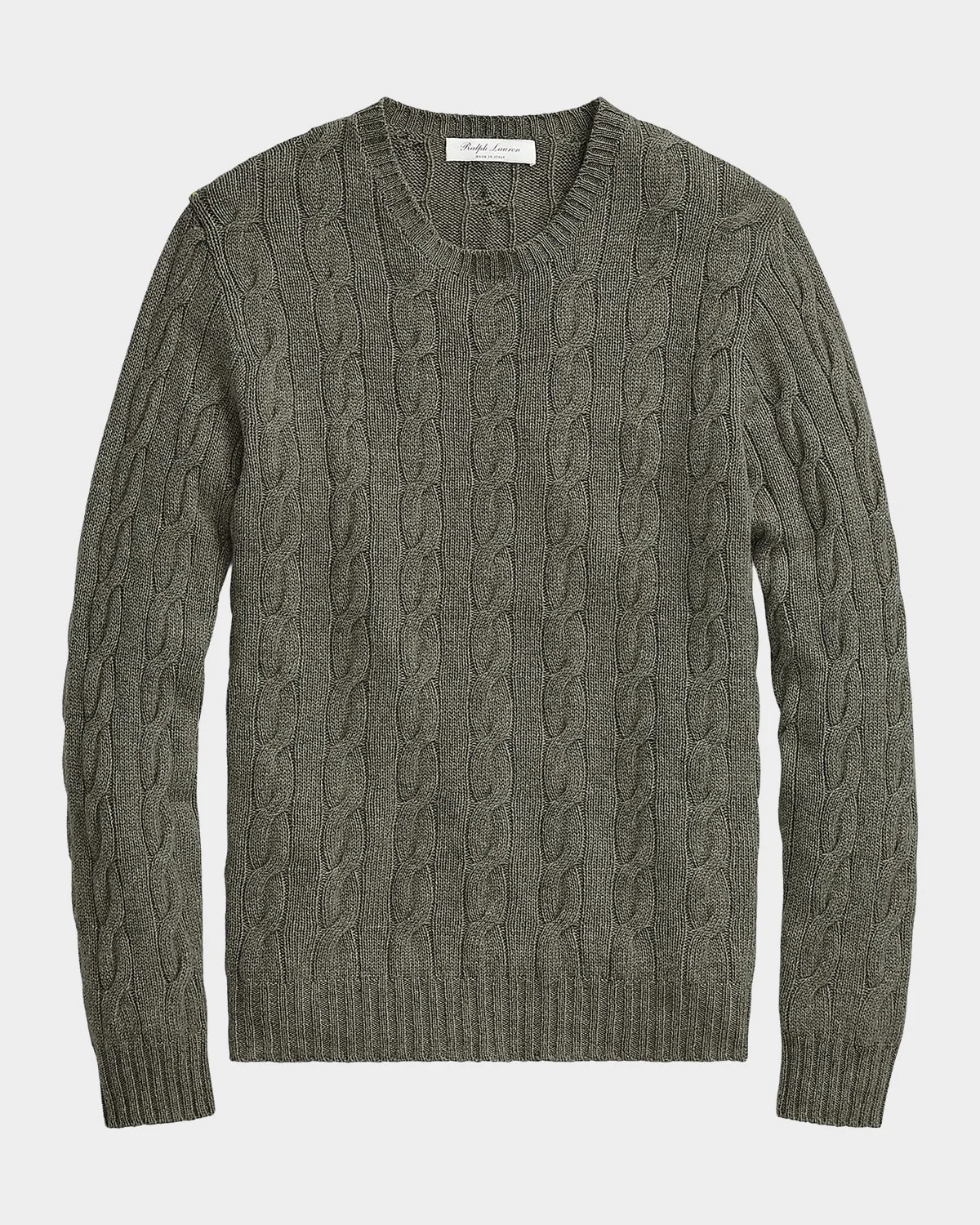 Men's Cashmere Cable-Knit Crewneck Sweater - 1