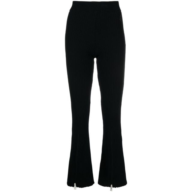 Ribbed-knit flared trousers - 1