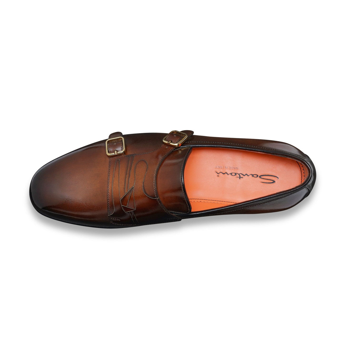 Men's dark brown leather double-buckle loafer - 5