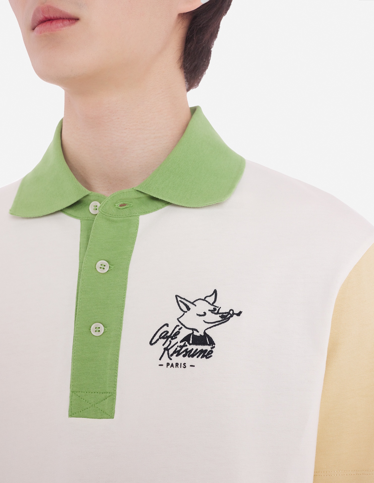 送料関税込♪MAISON KITSUNE/Cafe Kitsune Colorblock Polo Maison Kitsuné CAFE KITSUNE COLORBLOCK RELAX POLO | REVERSIBLE