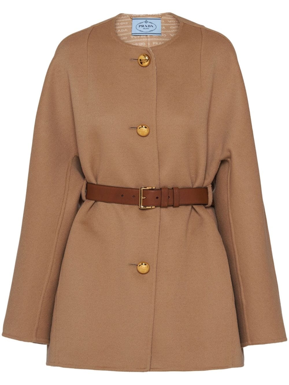 belted single-breasted wool coat - 1