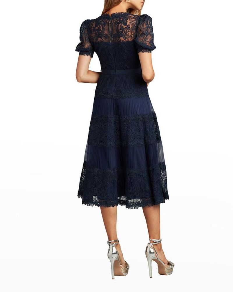 V-Neck Short-Sleeve Lace Tiered Midi Dress 3