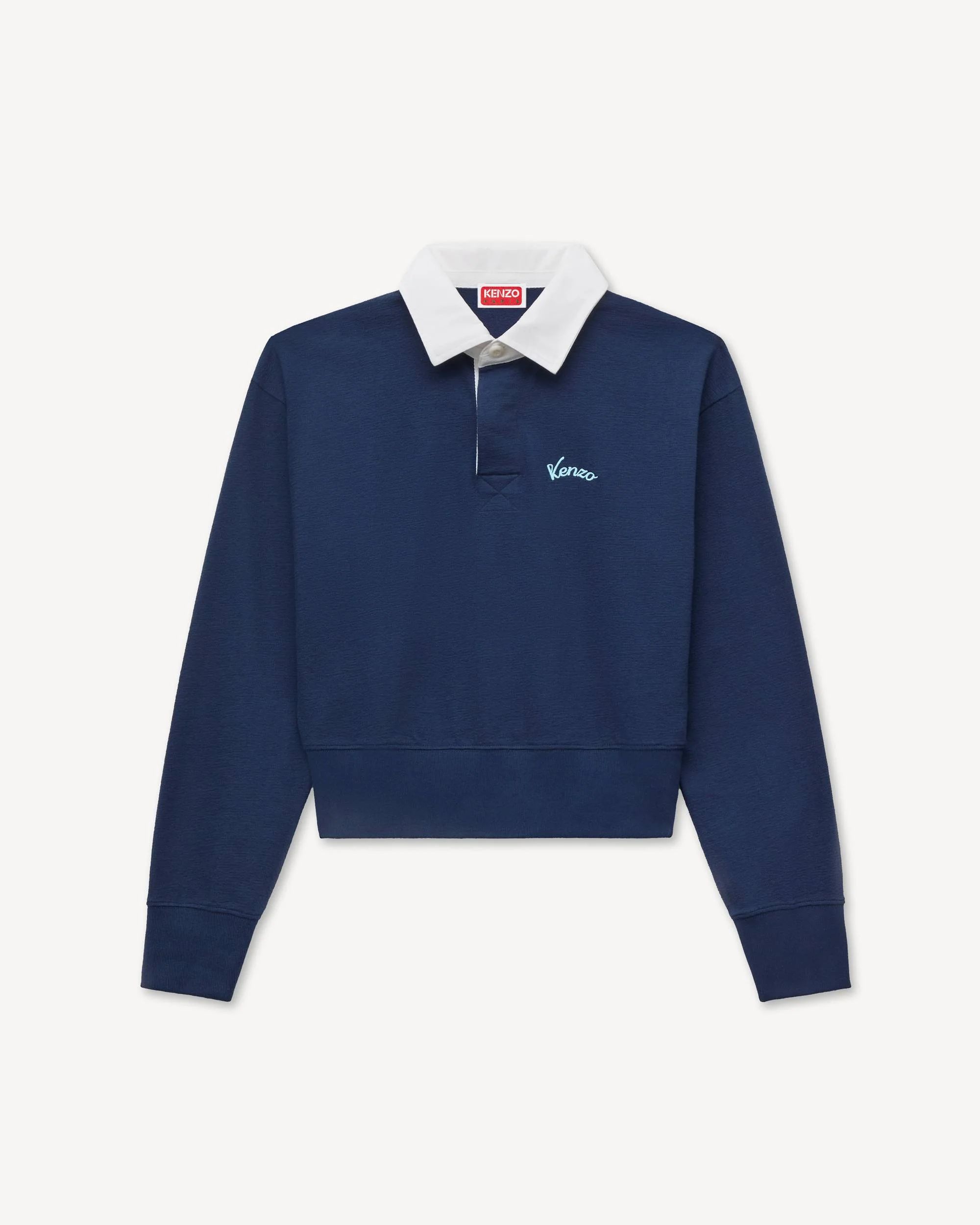 'KENZO Varsity' embroidered long sleeve polo in heavy cotton - 1