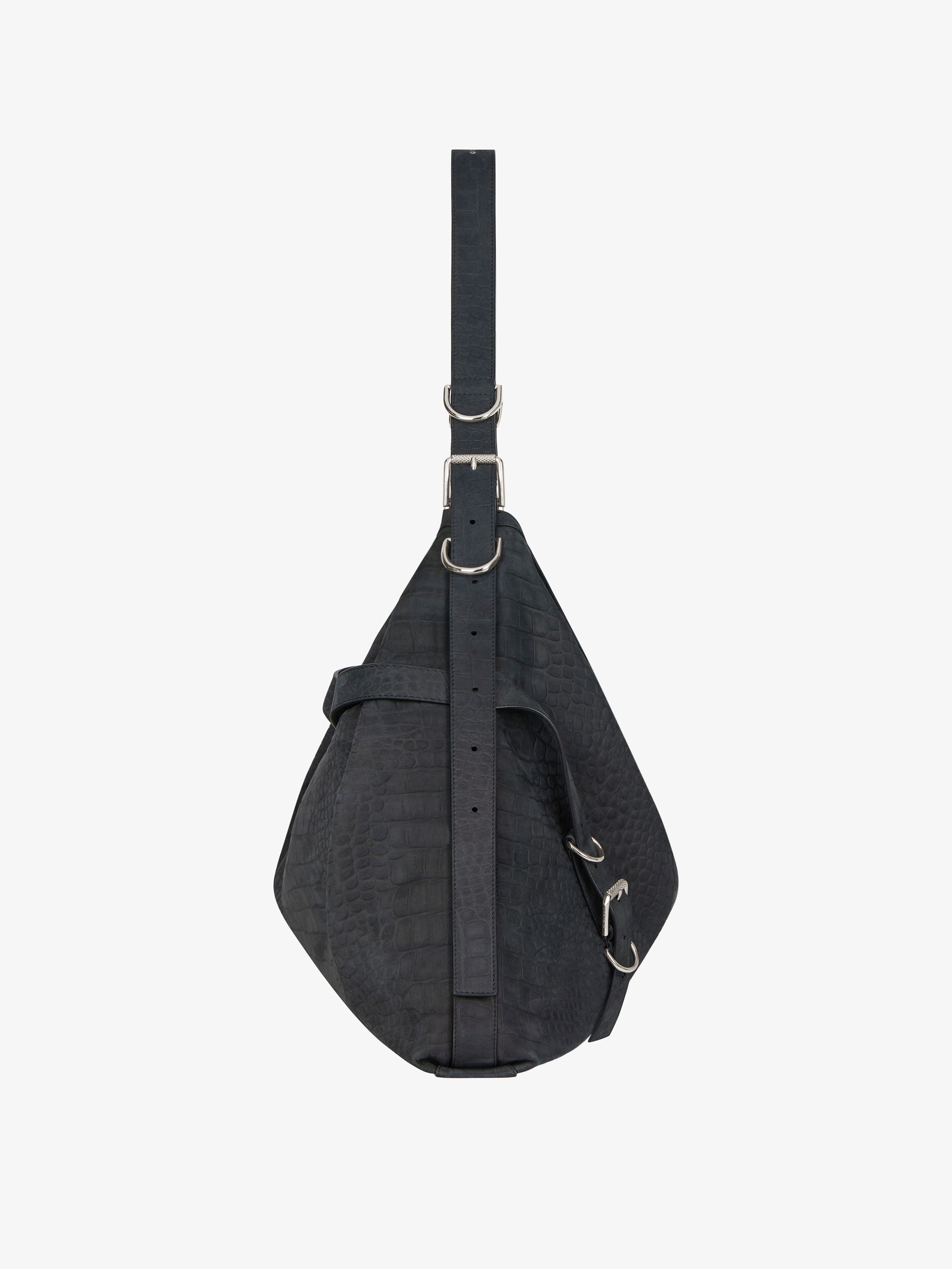 LARGE VOYOU BAG IN CROCODILE EFFECT SUEDE - 3