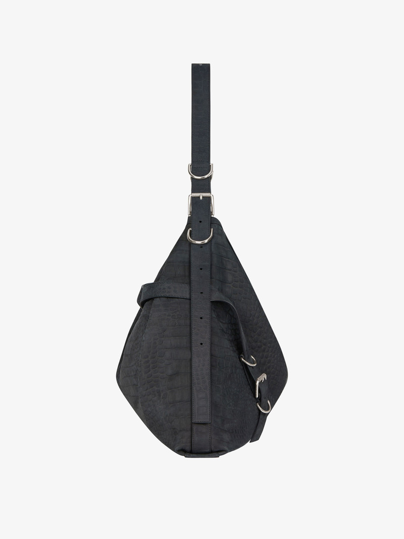LARGE VOYOU BAG IN CROCODILE EFFECT SUEDE 3