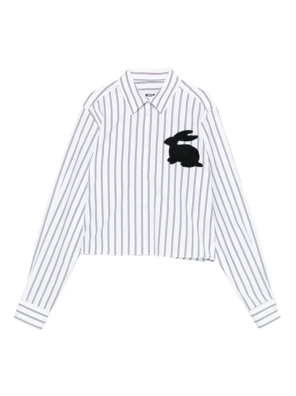 striped rabbit-appliqué shirt - 1