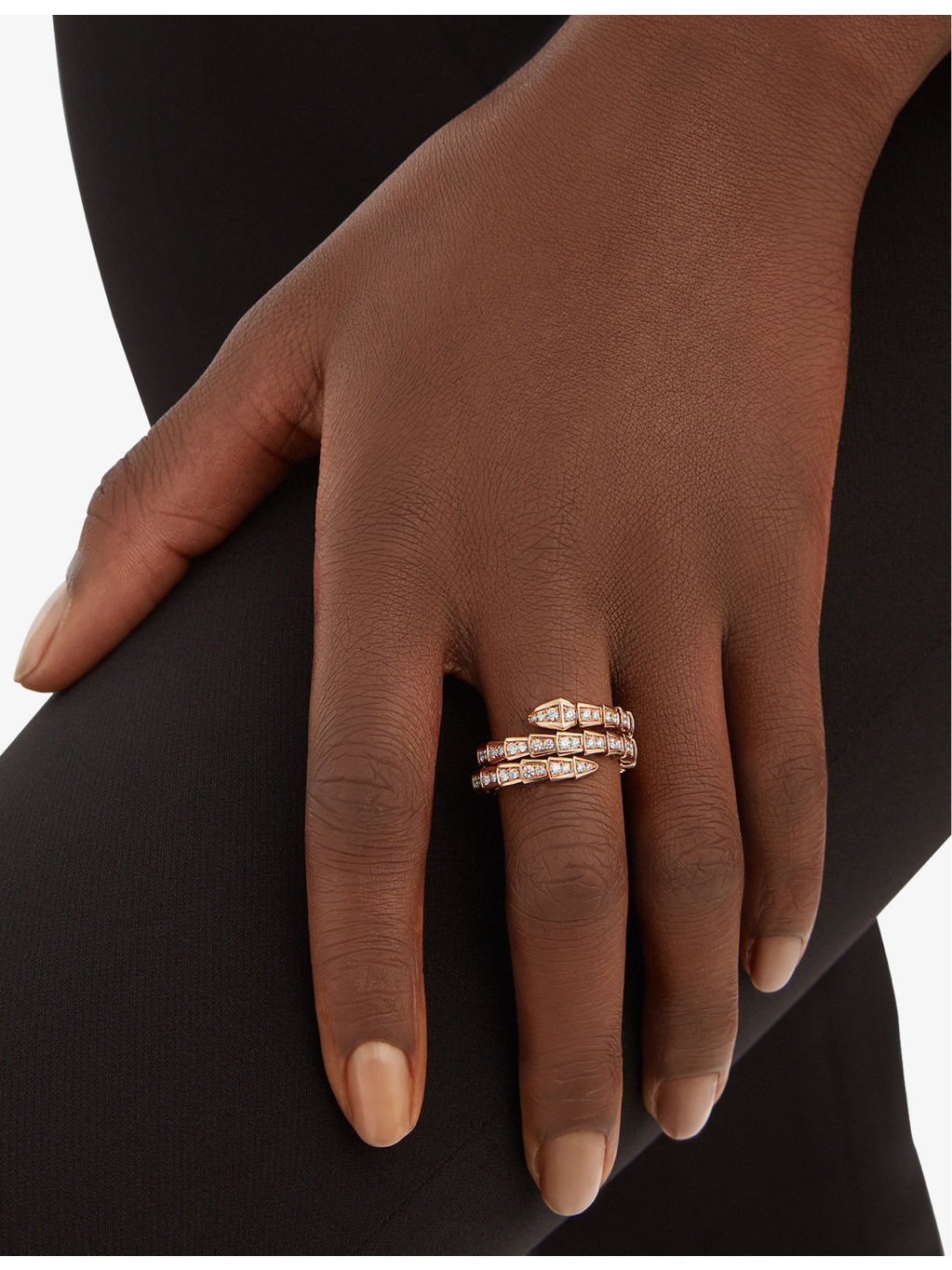 Serpenti Viper 18ct rose-gold and 1.22ct brilliant-cut diamond ring - 4