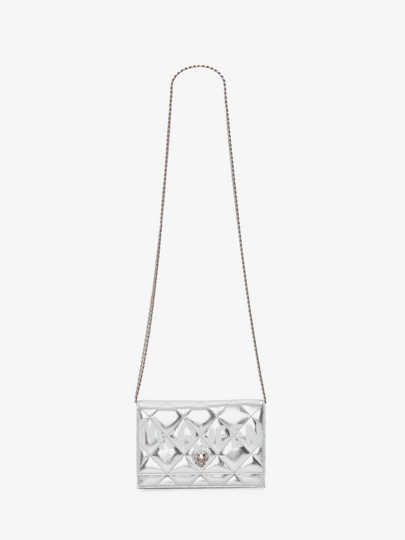 Mcqueen Graffiti Small Skull Bag in Silver/white - 5