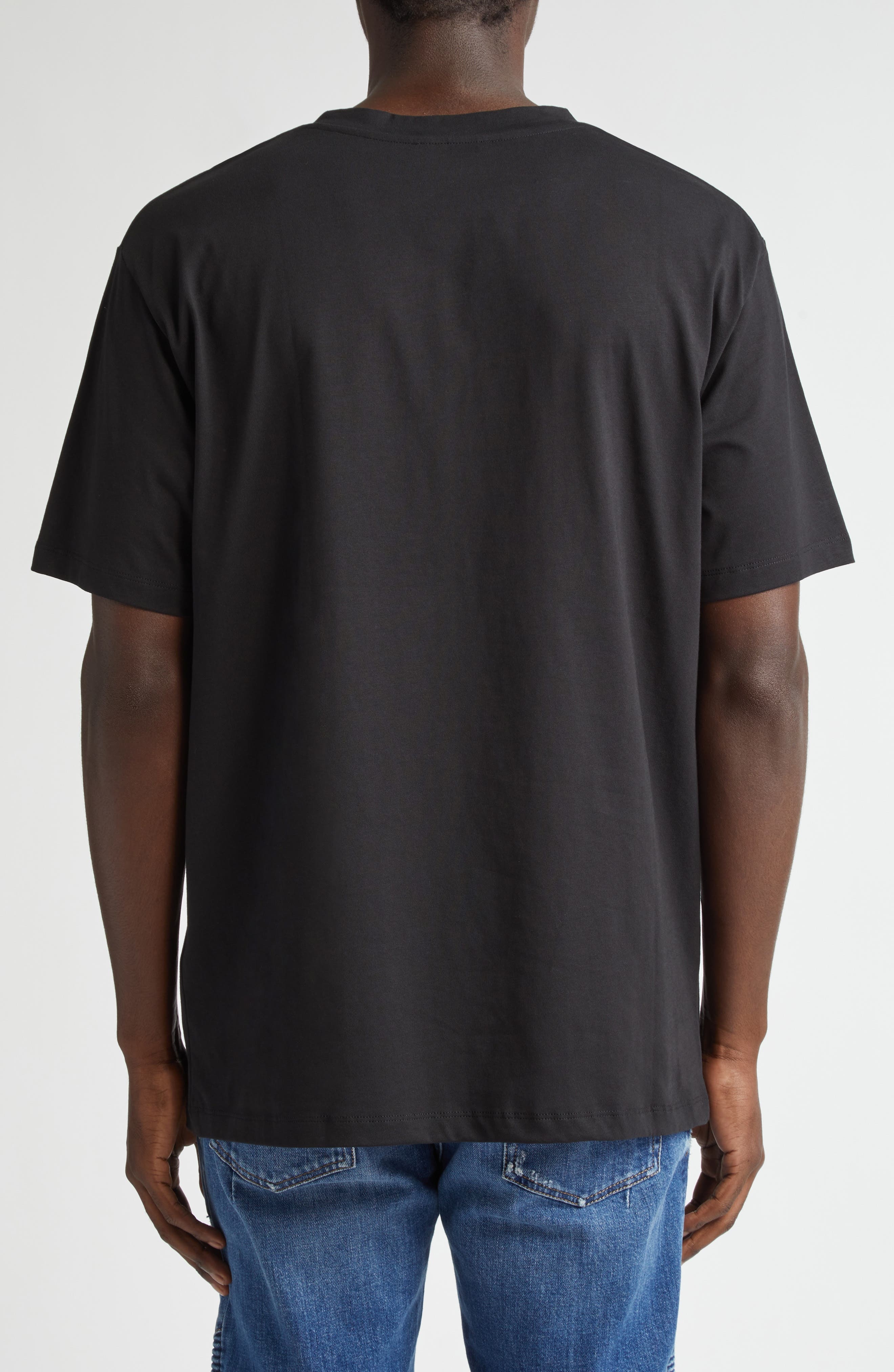 Balmain Logo Cotton T-Shirt in Eab Black/White at Nordstrom - 2
