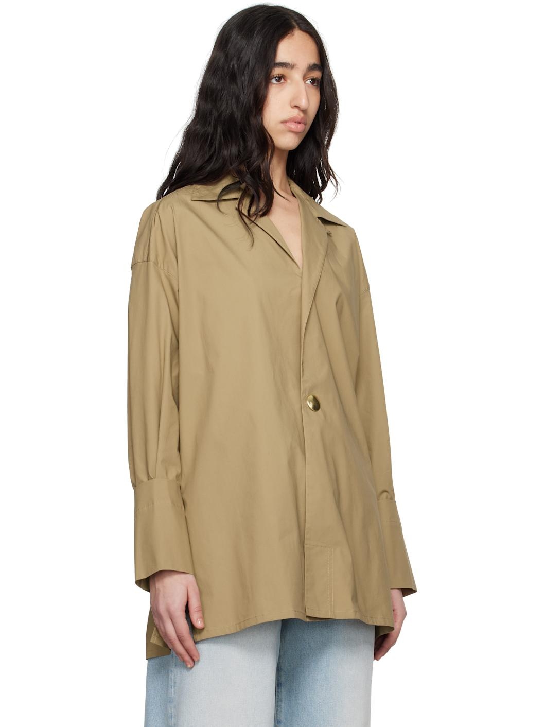 Beige Jodie Popeline Tunic Style Shirt - 2