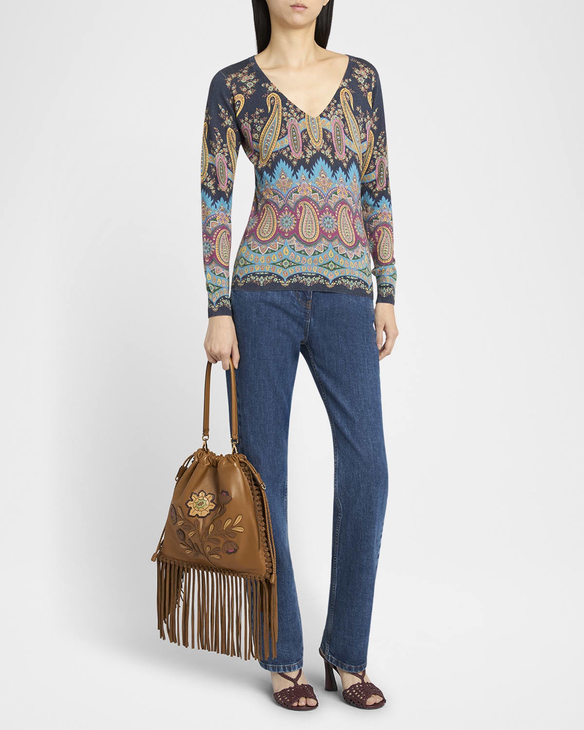 Kalispera Fringed Leather Shoulder Bag - 6