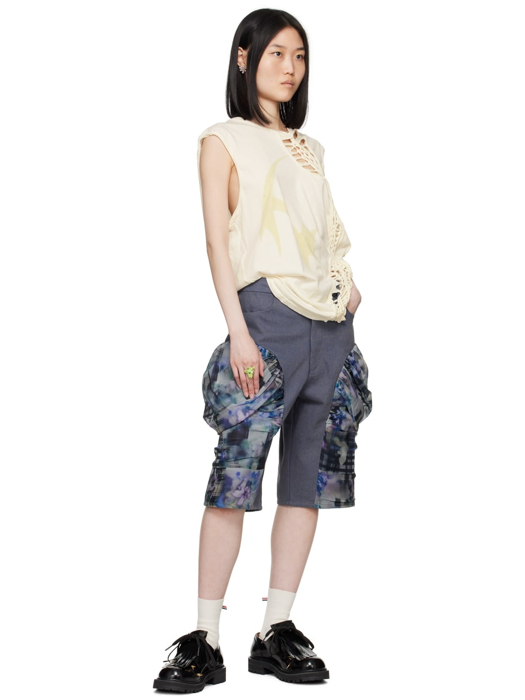 Navy Giva Denim Shorts - 4