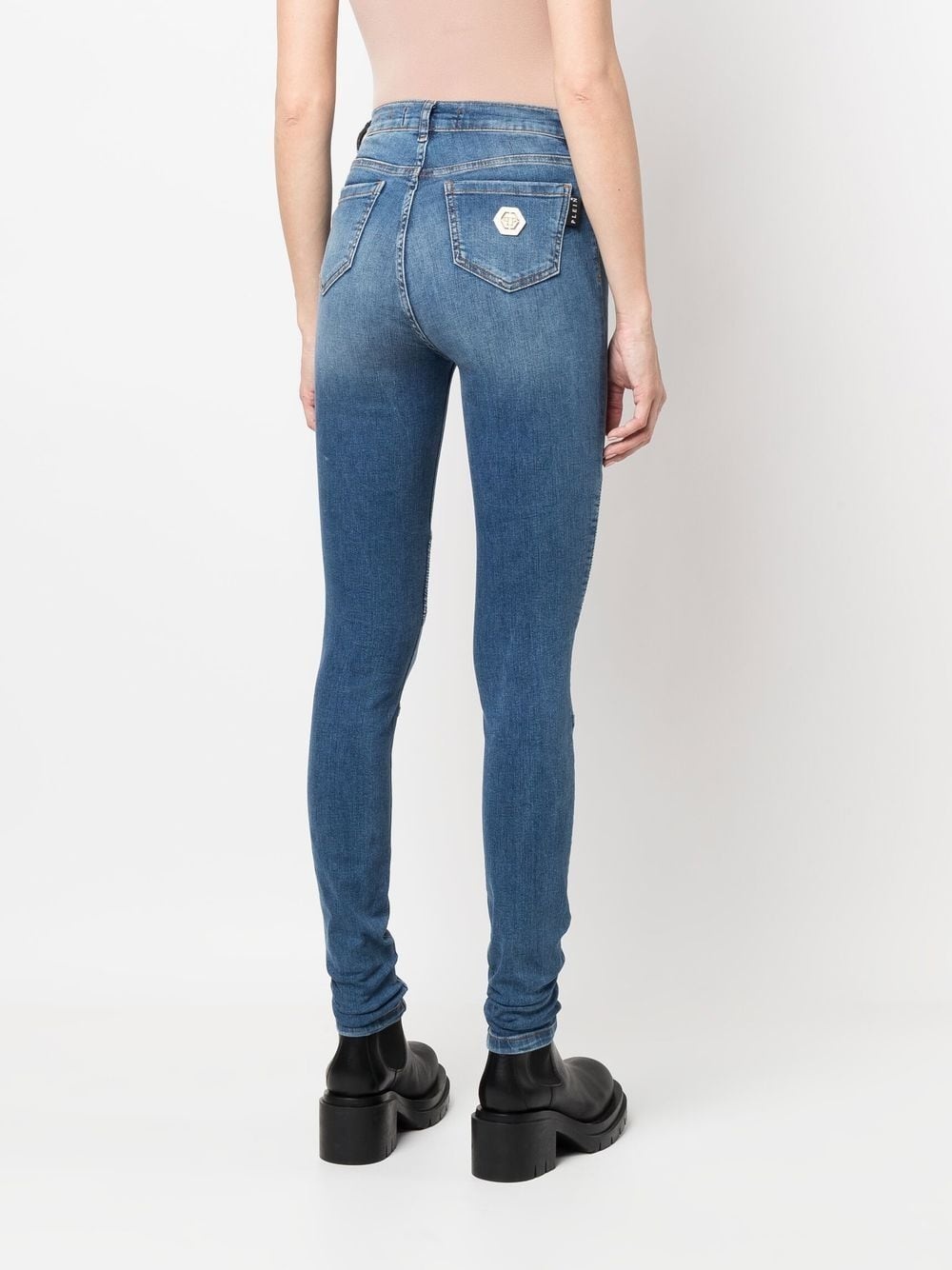 high-waisted biker jeans - 4