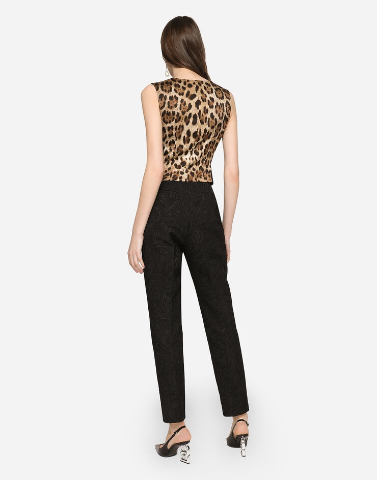 High-waisted ornamental jacquard pants - 3