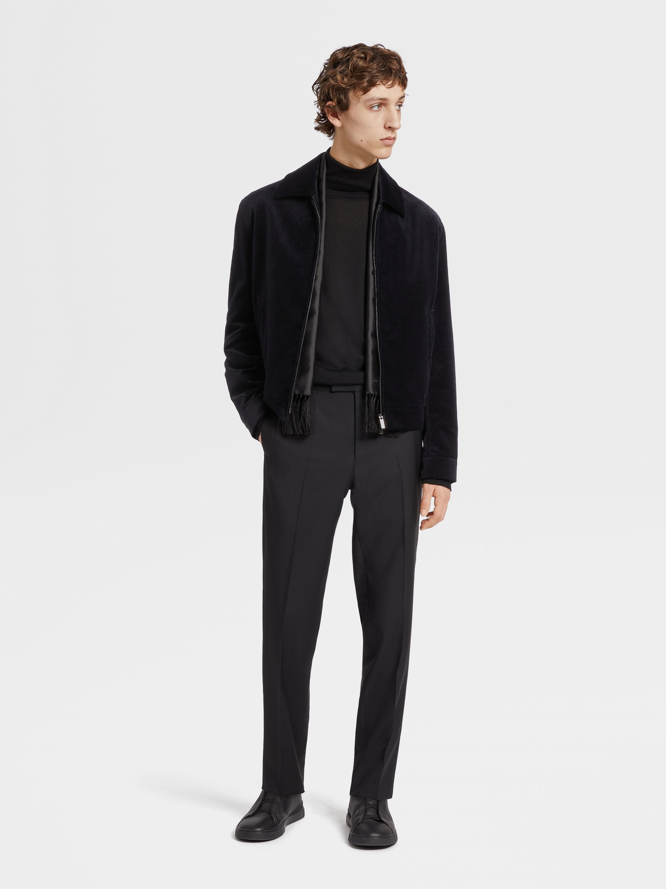 BLACK WOOL AND MOHAIR TAILORING PANTS - 5