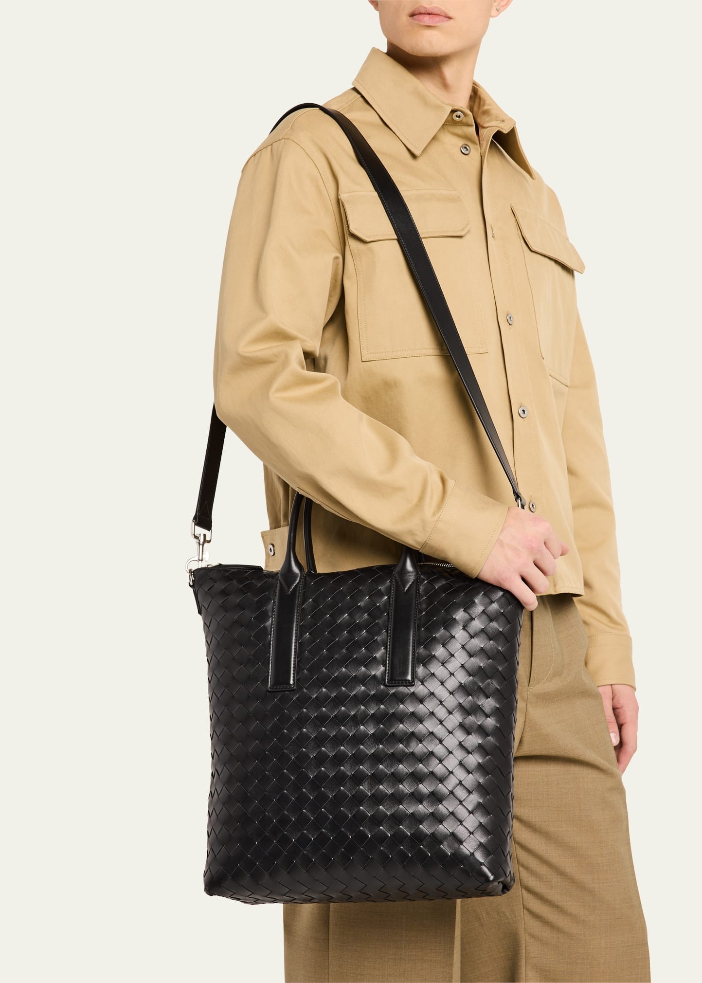 Men's Intrecciato Zip North-South Tote Bag - 2