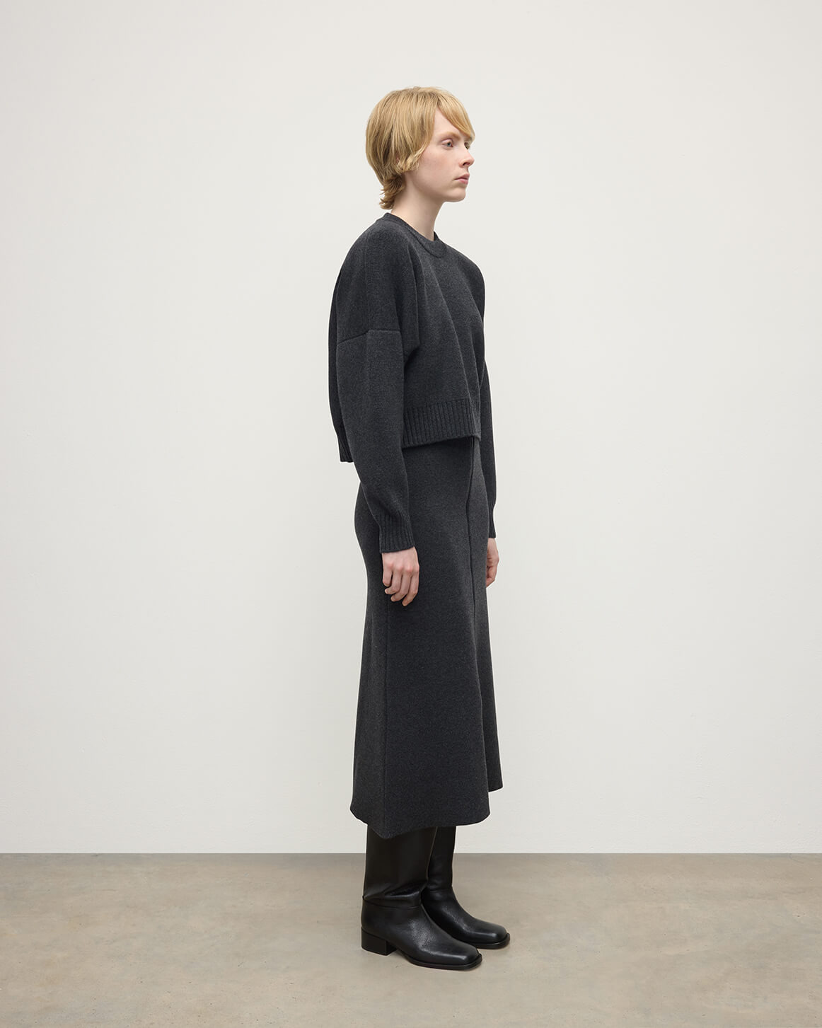 A-Line Milano Grey Cashmere Skirt - 3