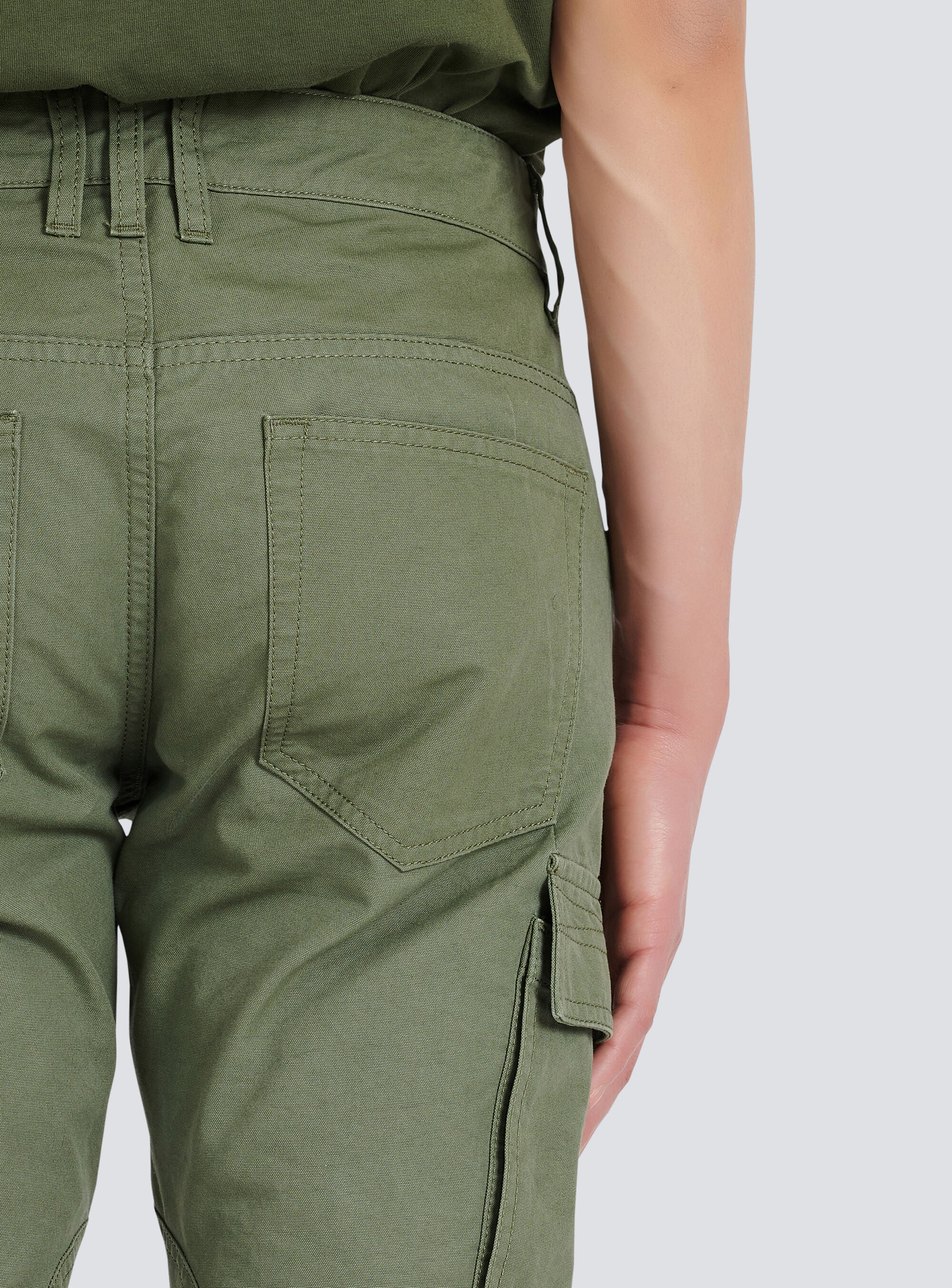 Slim cut ridged cotton cargo jeans - 8